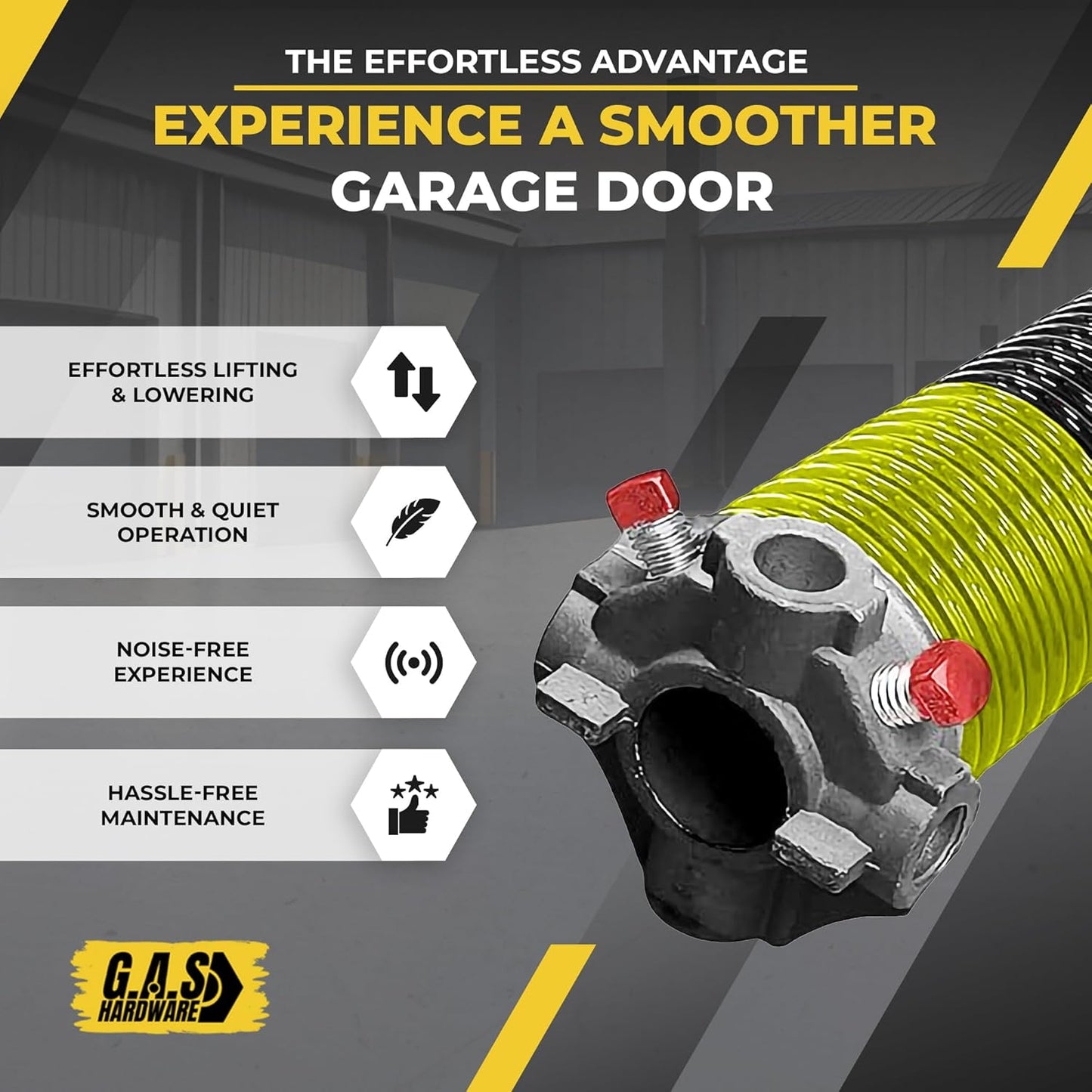 Garage Door Torsion Spring 207x1.75x23 Includes 1” Steel Bearing, Gloves, Manual, and Winding Bars for Right Side of Garage Door Precision E-Coating 5-Year Warranty Min. 30,000 Cycles (Black Cone)