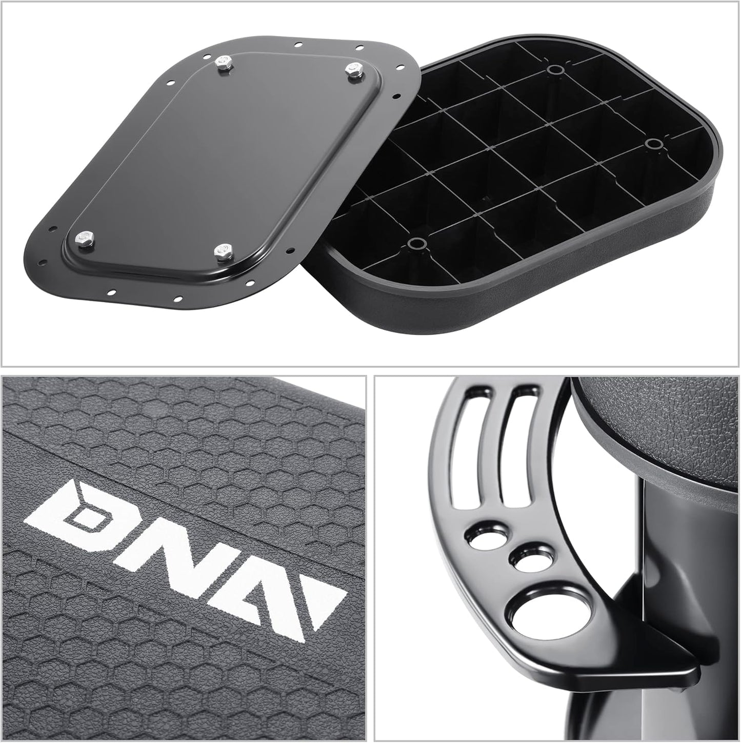 DNA MOTORING TOOLS-00252 Removable Rolling Garage Stool with Seat Cushion & Tool Tray Plate,300lbs Max Weight Capacity