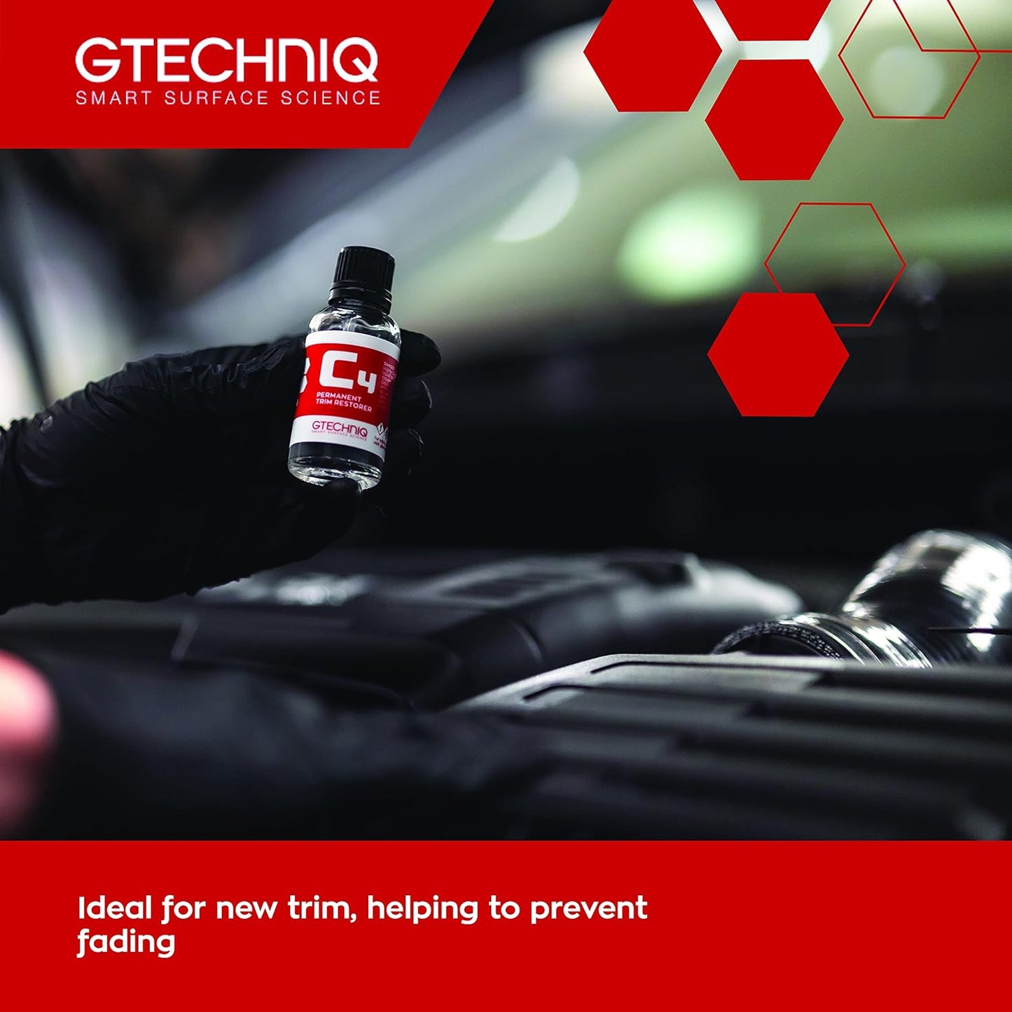 Gtechniq C4 Permanent Trim Restorer 30ml - Revitalize Tired, Faded, Discoloured Car and Vehicle Trim - Premium Weather Protection, UV Resistant, Leaves No Unattractive Gloss - 2 Year Durability