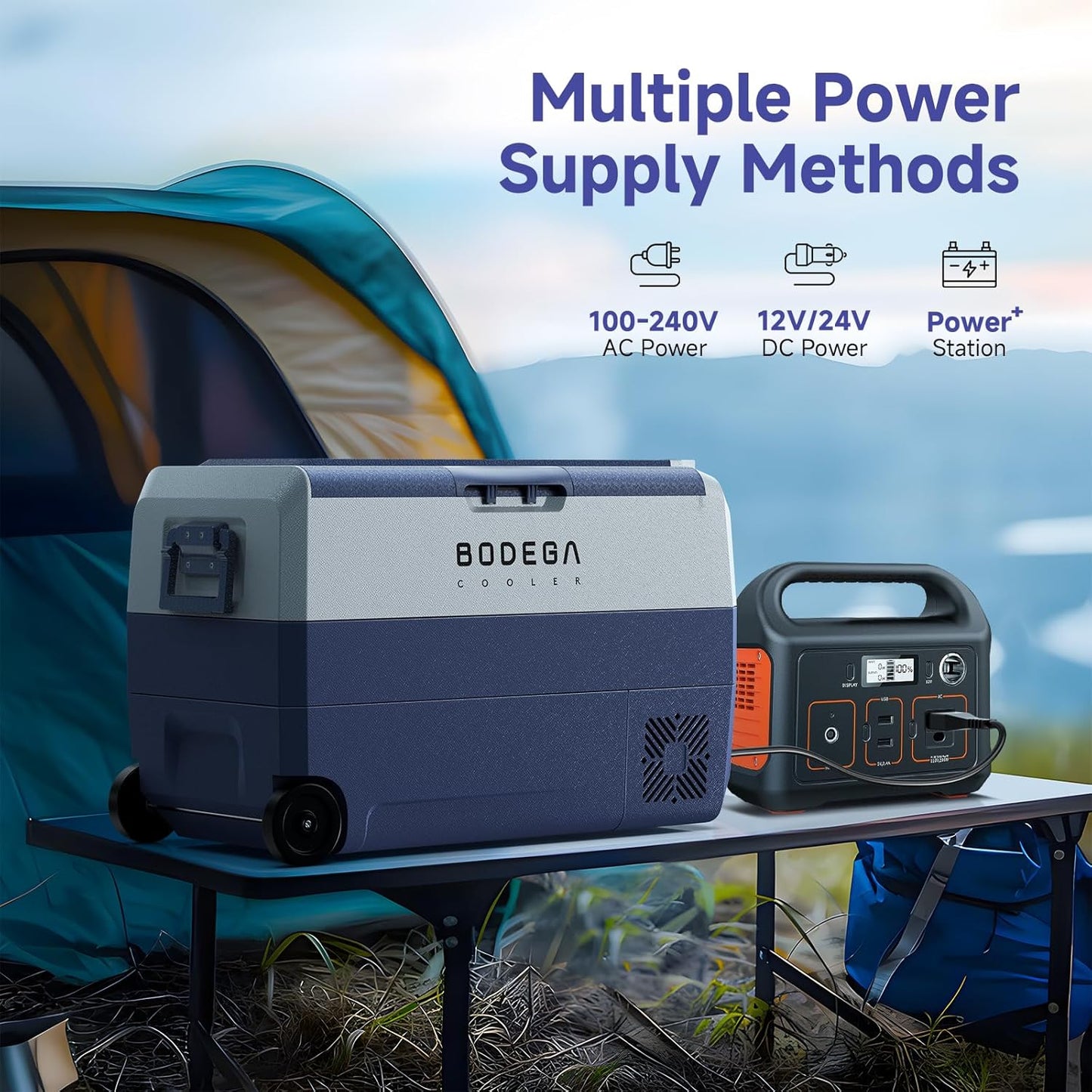 BODEGACOOLER 12 Volt Car Refrigerator,53 Quart Portable Fridge Dual Zone -4℉-68℉,50L Car Freezer APP Control,Electric Compressor Cooler 12/24V DC and 100-240V AC for RV,Camping,Travel,Truck,Vehicles