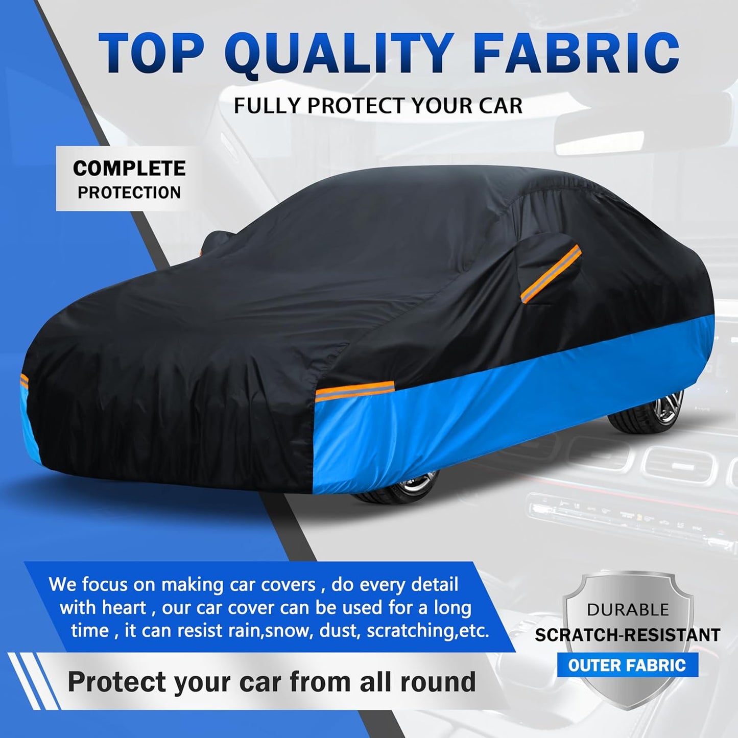 Car Cover Waterproof All Weather Outdoor Windproof Dustproof UV Protection Fit Sedan BMW 2 Series,Chevrolet Cobalt，Dodge Neon，KIA Sephia，Nissa Versa