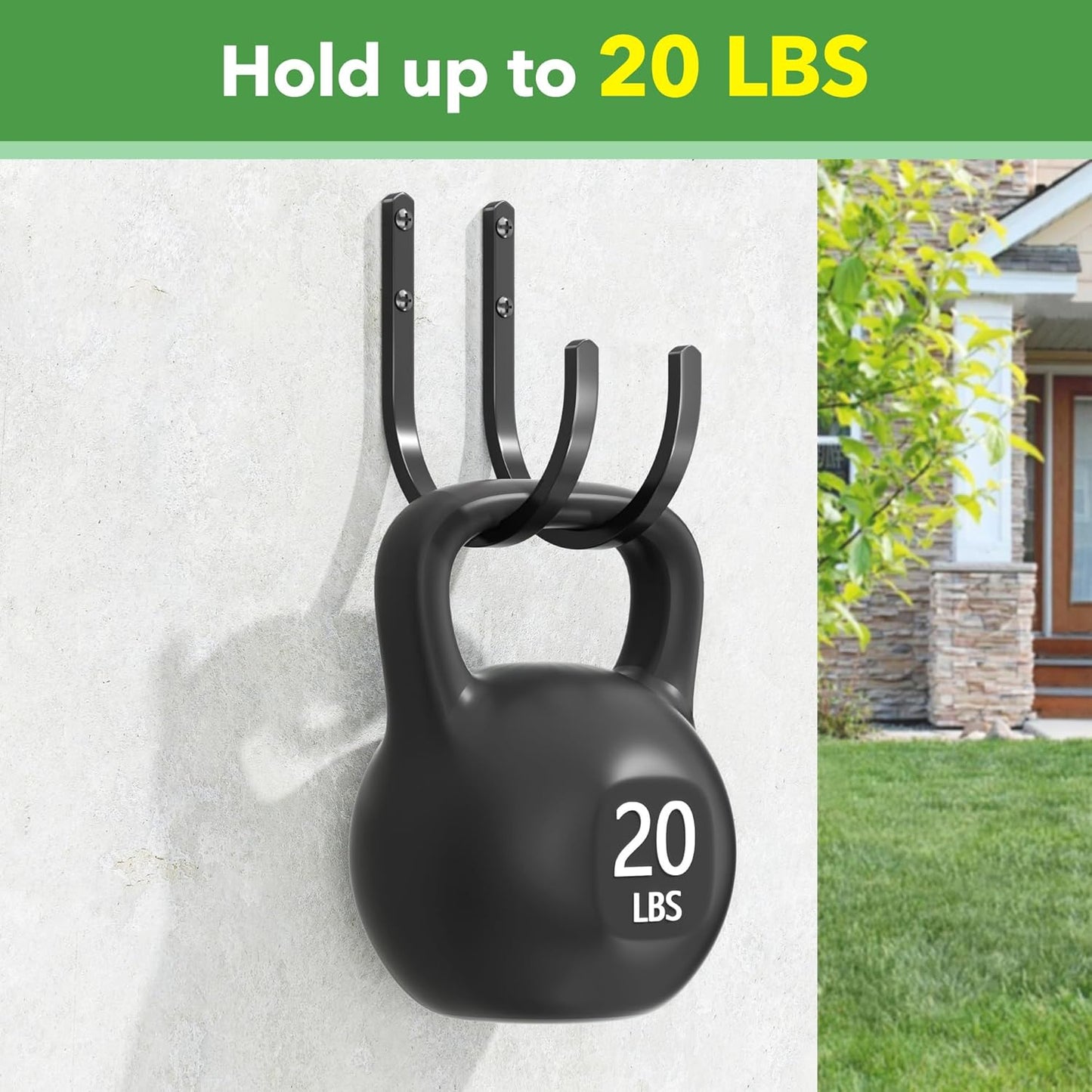 Garden Hose Holder Wall Mount - Aluminum Hose Hanger for Outside, Durable Wall-Mounted Hose Holder for Garden & Outdoor Use（4 Hooks）