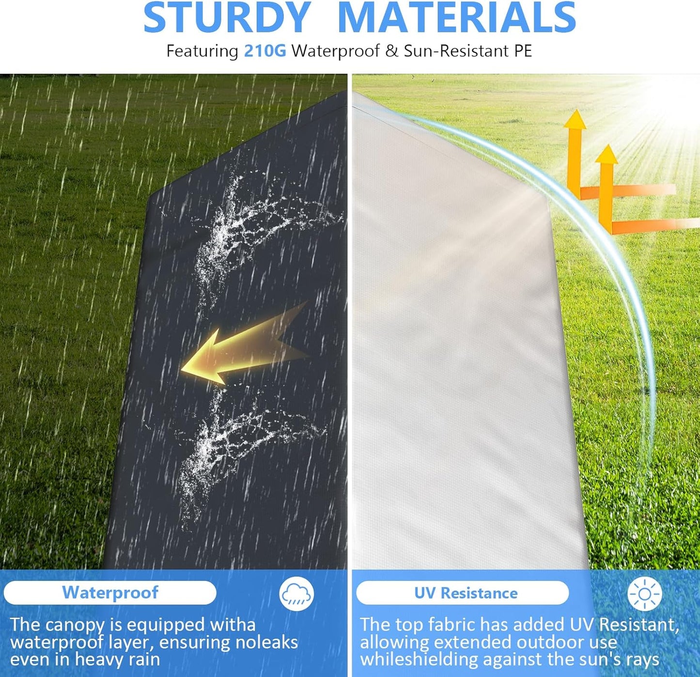 Carport 10x20 ft Heavy Duty with Roll-up Windows, Portable Garage with Removable Sidewalls & Doors, Car Canopy with Sandbags All-Season Tarp for Car Boat Truck Motorcycle