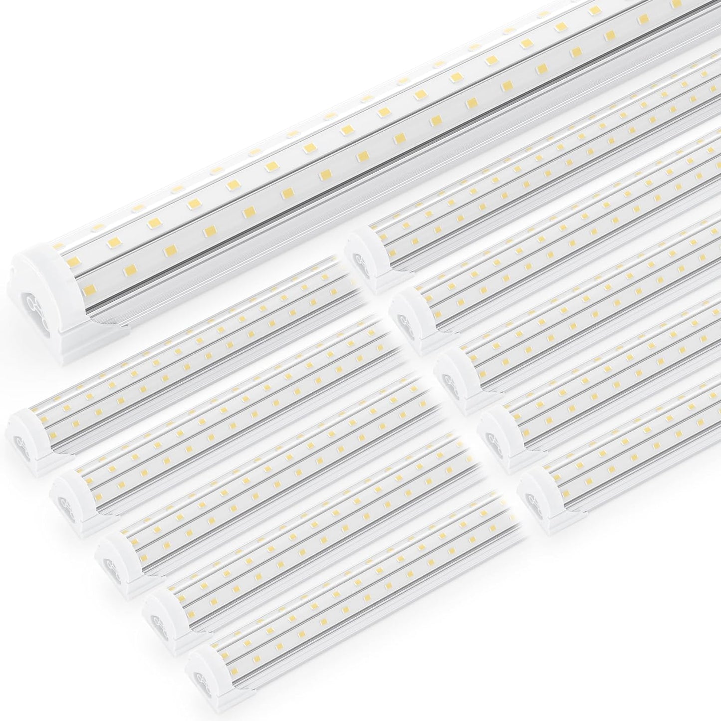 Ensenior 10 Pack 4 FT Led Shop Lights, 6000K Clear White, 5000LM Super Bright, 36W Equivalency 468W, Commercial Bay Lighting, U-Shaped Linkable Shop Lights Plug in for Garage, Workshop, FCC Certified