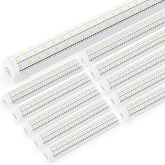 Ensenior 10 Pack 4 FT Led Shop Lights, 6000K Clear White, 5000LM Super Bright, 36W Equivalency 468W, Commercial Bay Lighting, U-Shaped Linkable Shop Lights Plug in for Garage, Workshop, FCC Certified