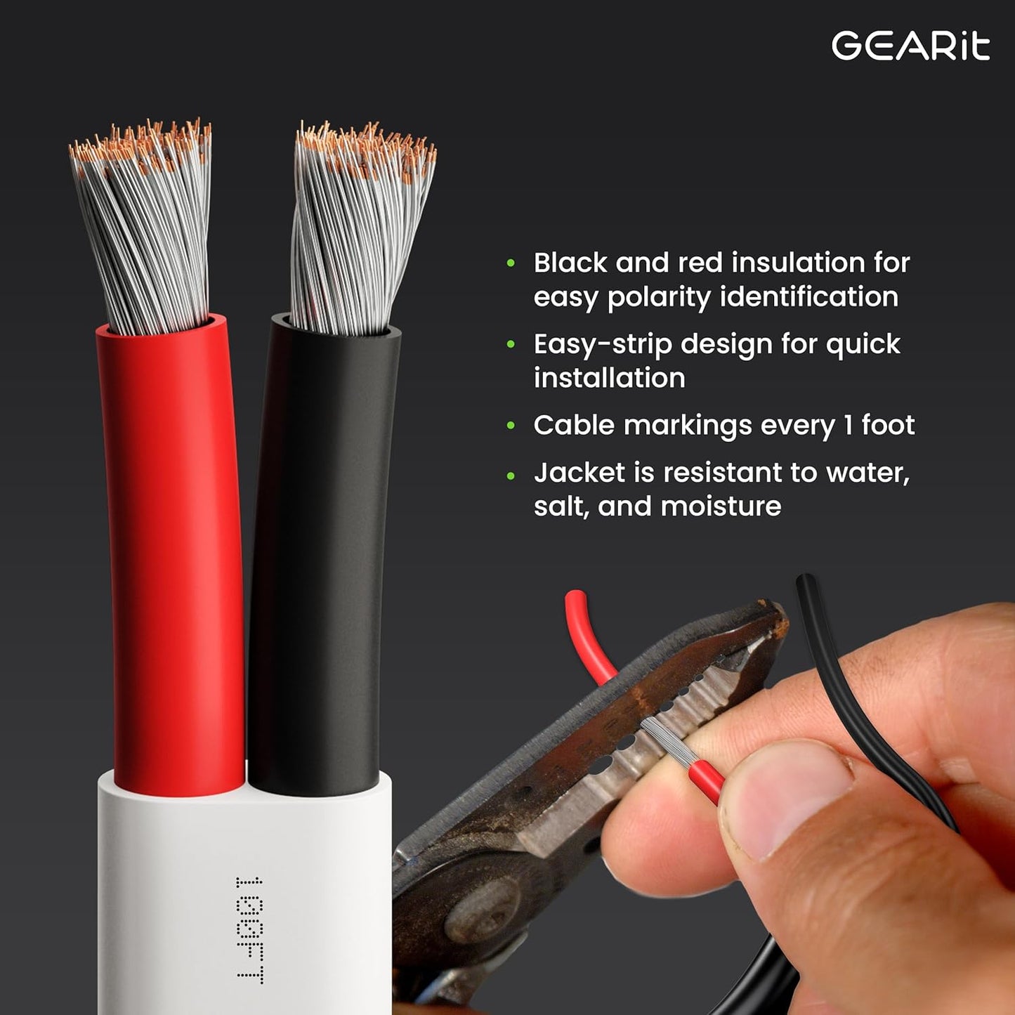 GEARit 16 Gauge Marine Wire, 16/2 AWG (20ft) Marine Grade Tinned Copper Oxygen Free, Duplex 2-Conductor Insulated Red & Black Electrical Cable for Boat, Automotive, RV, Camper, Trailer