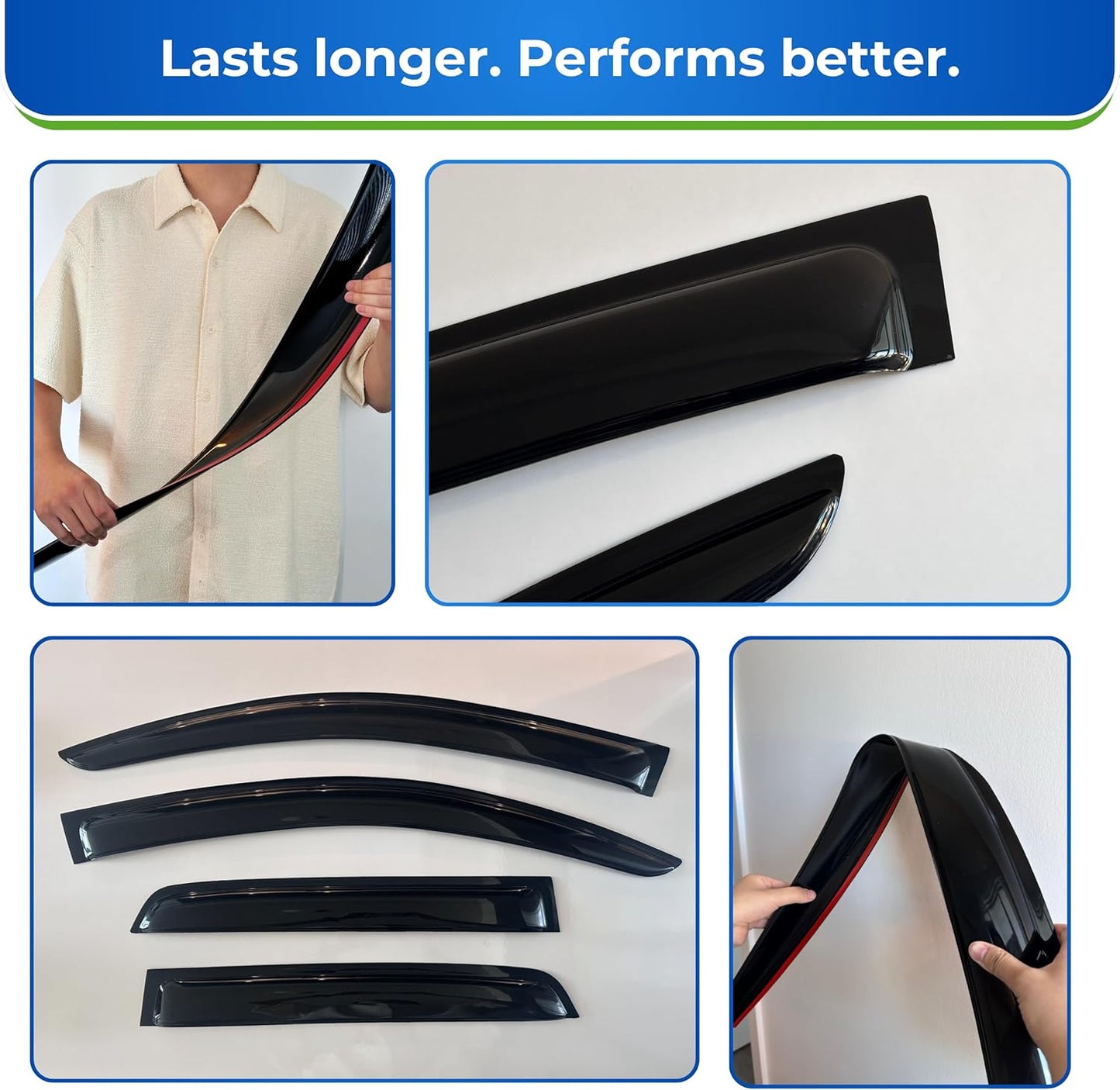 KPY Window Visors Compatible with Jeep Liberty (KJ) 2002-2007, 4PC Rain Guard Side Vent Deflectors Tape-On Style, 2002 2003 2004 2005 2006 2007