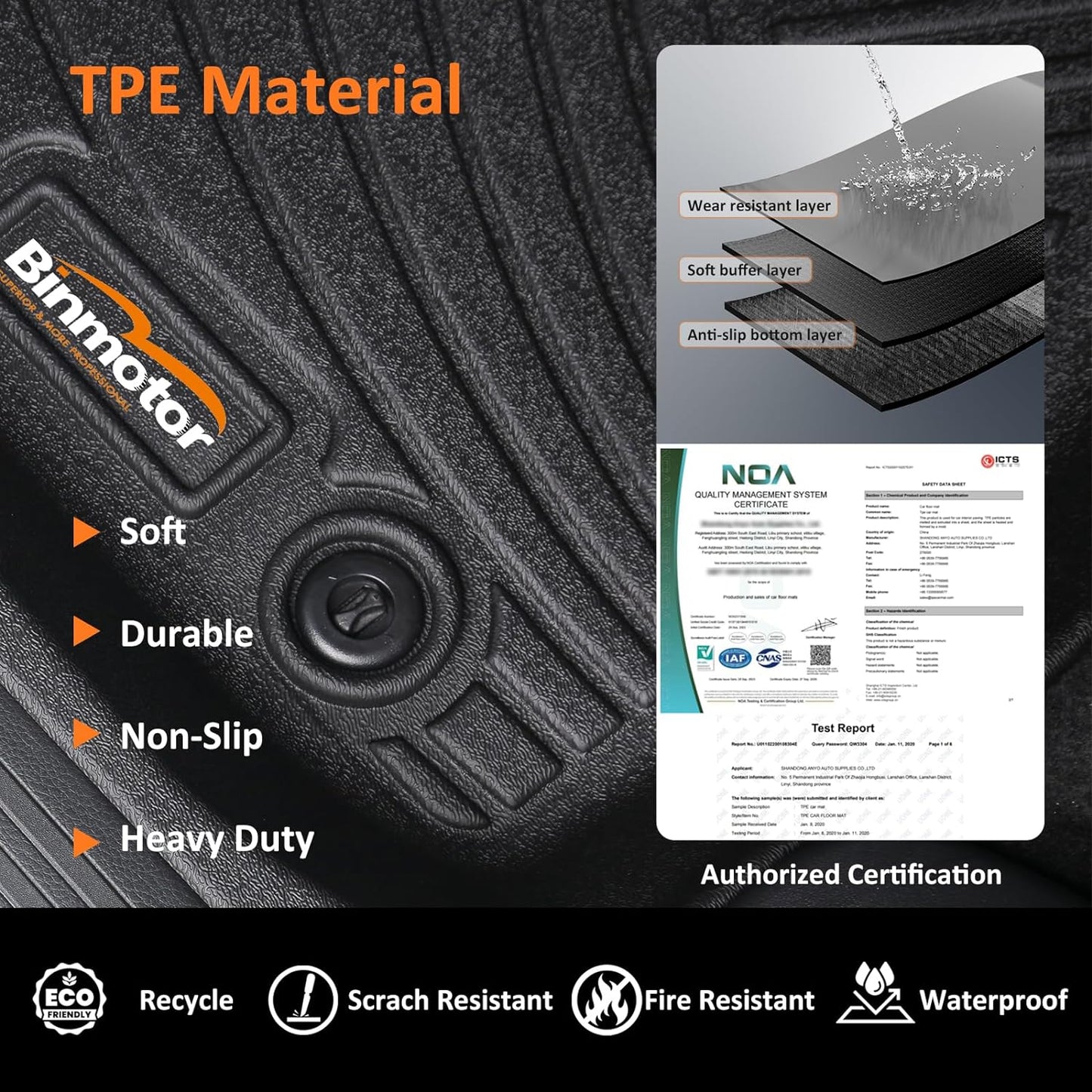 Binmotor-All Weather Car Floor Mats and Cargo Liner Set for Nissan Ariya 2023-2025, 2 Rows with Cargo Mat Set, TPE Rubber Liners for Ariya Accessories Mats Trunk Liner Mat-Black