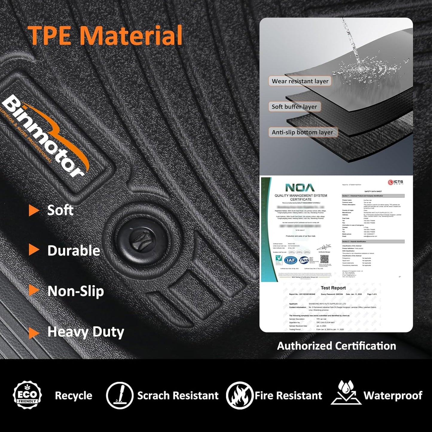 Binmotor-Floor Mats Cargo Liner Full Set for 2017-2024 Mini Countryman F60(Not for Manual Transmission),Waterproof TPE Rubber Liners for Mini Countryman Trunk Liner Accessories Mats