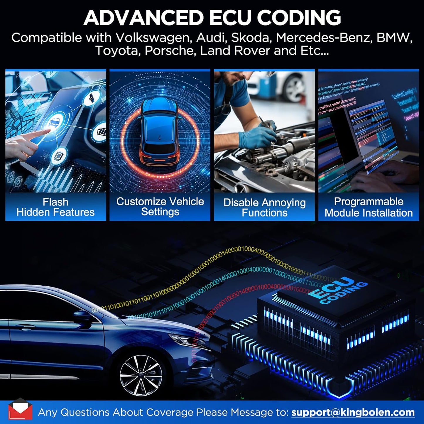 KINGBOLEN K10 Pro Bidirectional Test Diagnostic Scan Tool Bluetooth OBD2 Scanner Full System 10" Screen Code Reader Topological Graph 40+ Reset ECU Coding ADAS DoIP&CAN-FD FCA SGW 2 Years Free Update