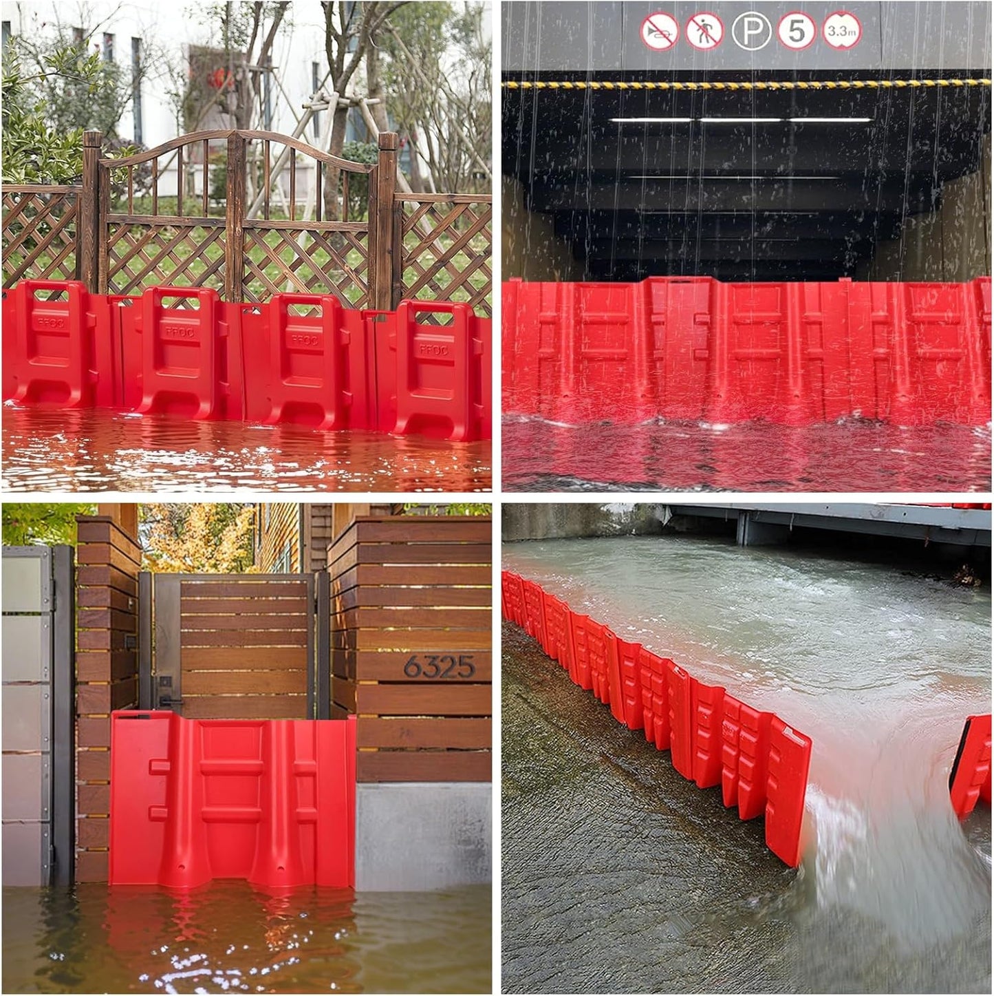 Flood Prevention Barrier, ABS L-Type Baffle Water Barrier Reusable, Door Flood Barriers for Home, Removable Combined for Garage Doors, Warehouses, Basements and School (14pcs)