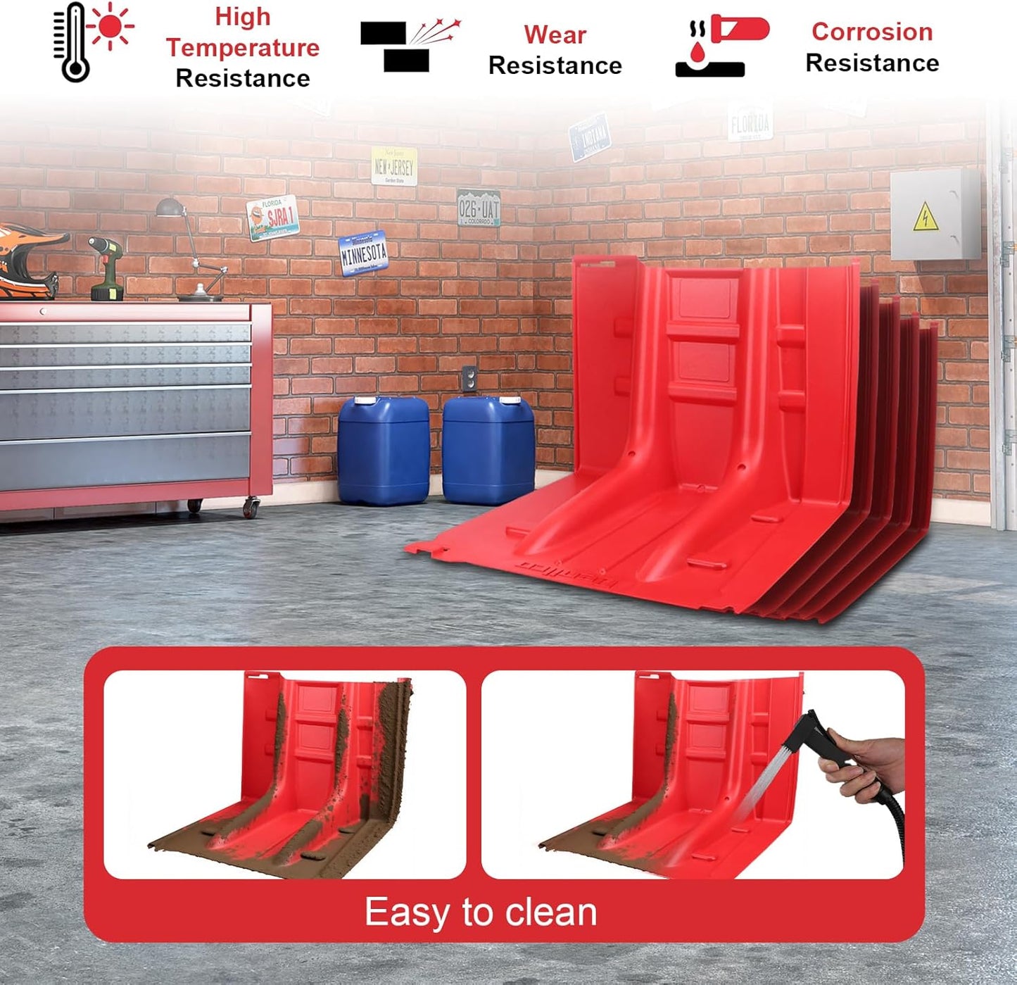 Flood Prevention Barrier, ABS L-Type Baffle Water Barrier Reusable, Door Flood Barriers for Home, Removable Combined for Garage Doors, Warehouses, Basements and School (19pcs)