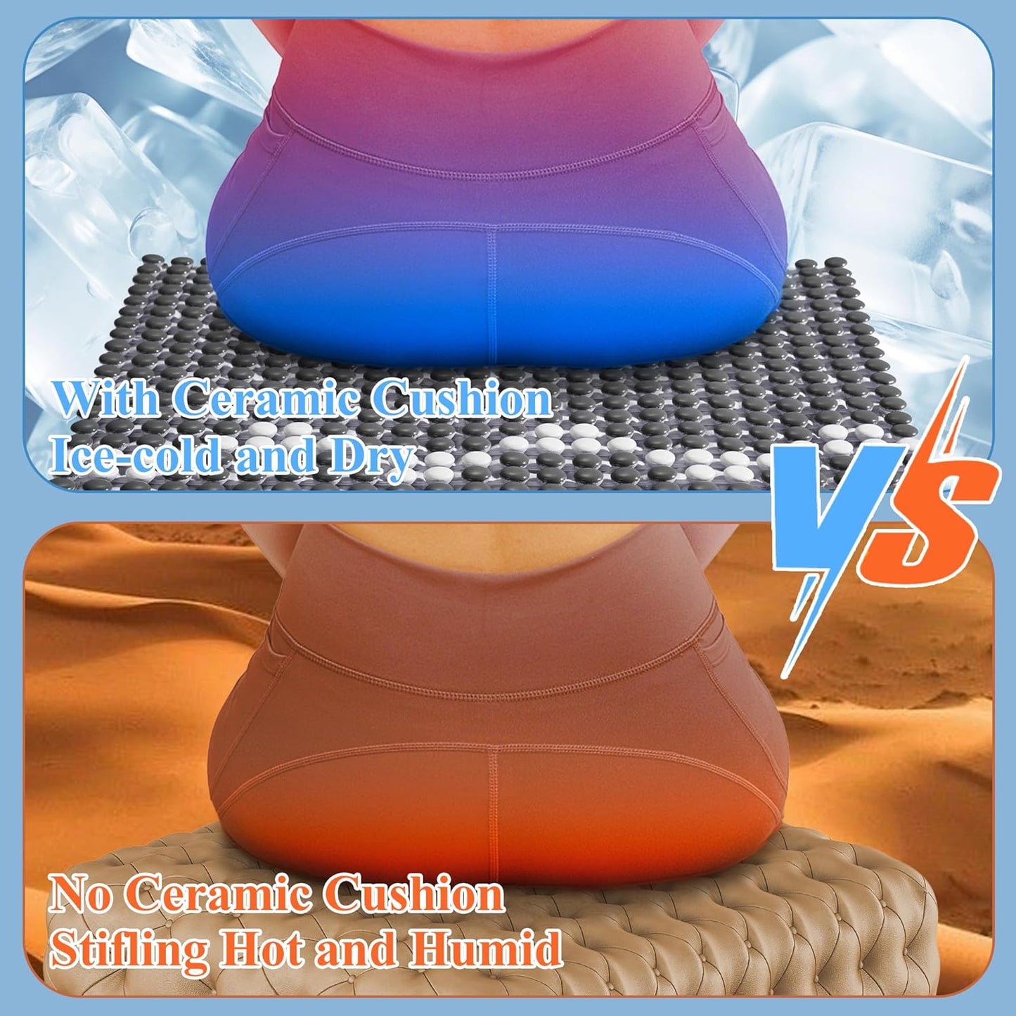 HOMREST Cooling Seat Cushion for Back Pain 17x17 Ceramic Bead Massage Seat Pad for Office Chair, Car, Home Breathable Summer Chair Cushion (Grey)