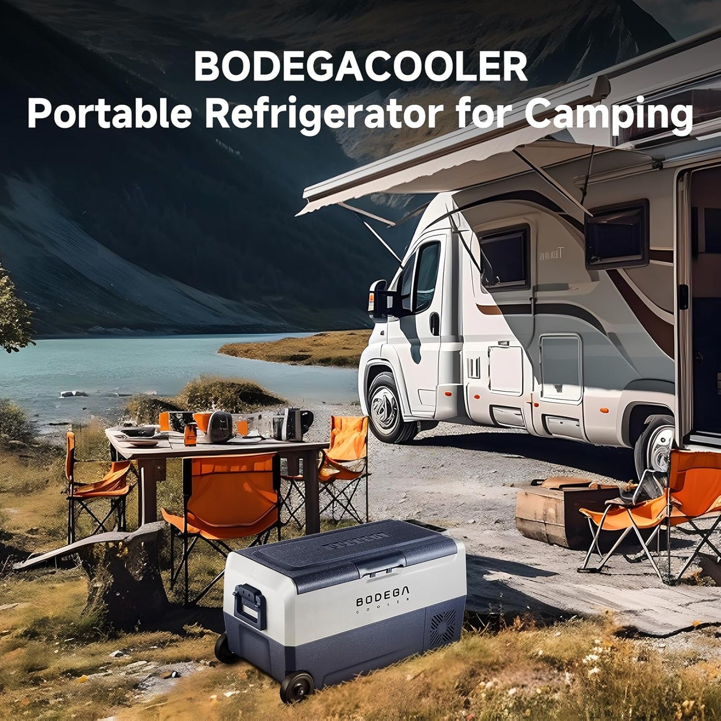 BODEGACOOLER 12 Volt Car Refrigerator,38 Quart Portable Freezer Fridge,Car Fridge Dual Zone WIFI APP Control,(36L)-4℉-68℉Car Cooler 12/24V DC and 100-240V AC for Outdoor,RV,Travel,Camping