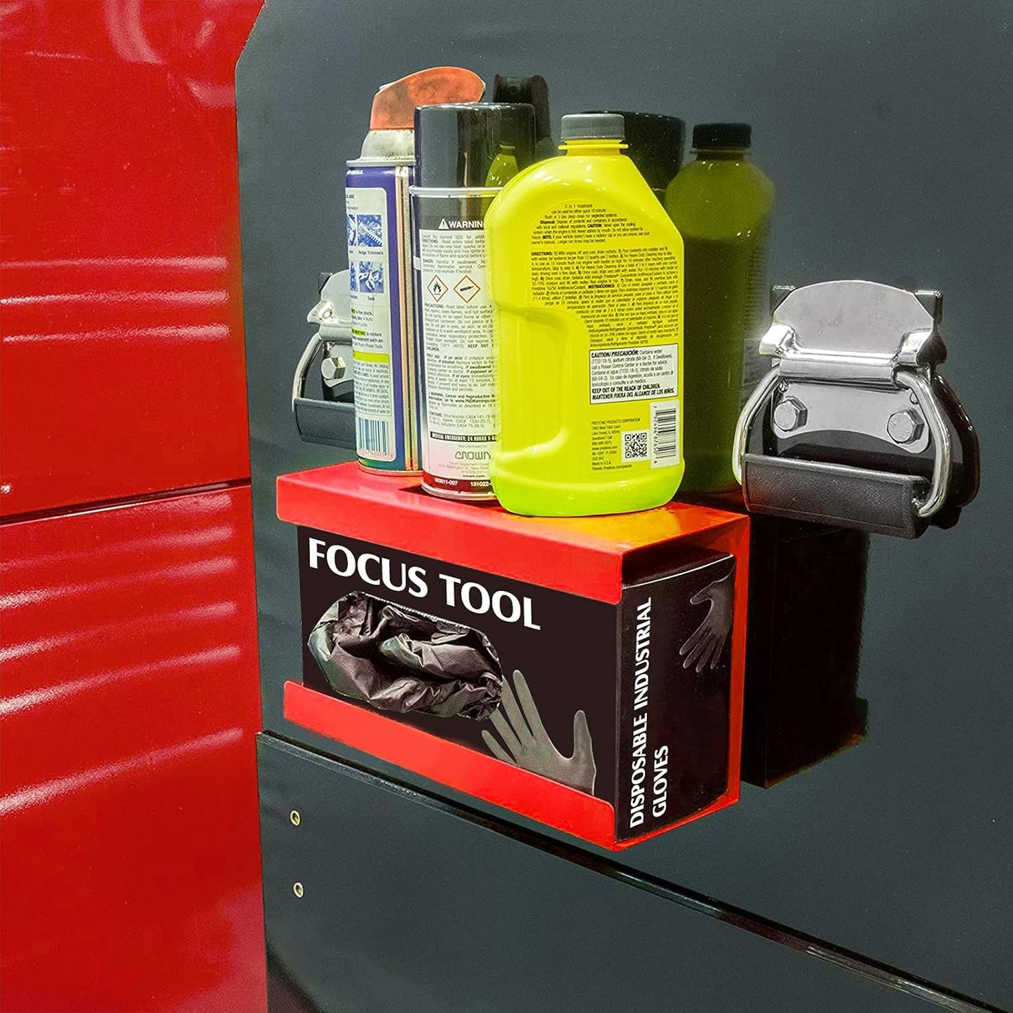 EMENTOL Magnetic Glove/Tissue Dispenser Holder, Red Glove Dispenser Wall Mount, Mount onto Tool Box or in Workshops