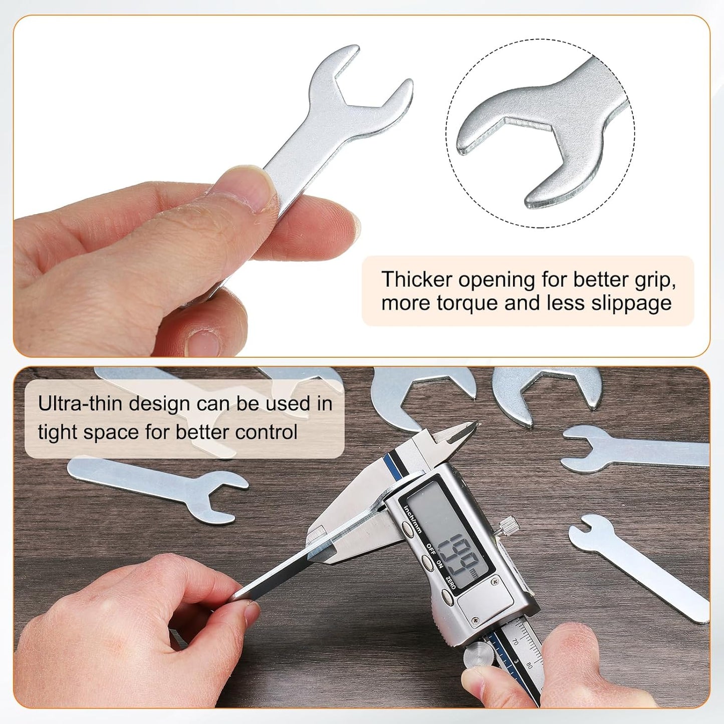 HARFINGTON 10pcs Small Wrench 13x70x2mm Metric U-Shaped Single Open Ended Spanner Super Thin Flat Head Galvanizing Wrench for Automotive Repair Furniture Assembly