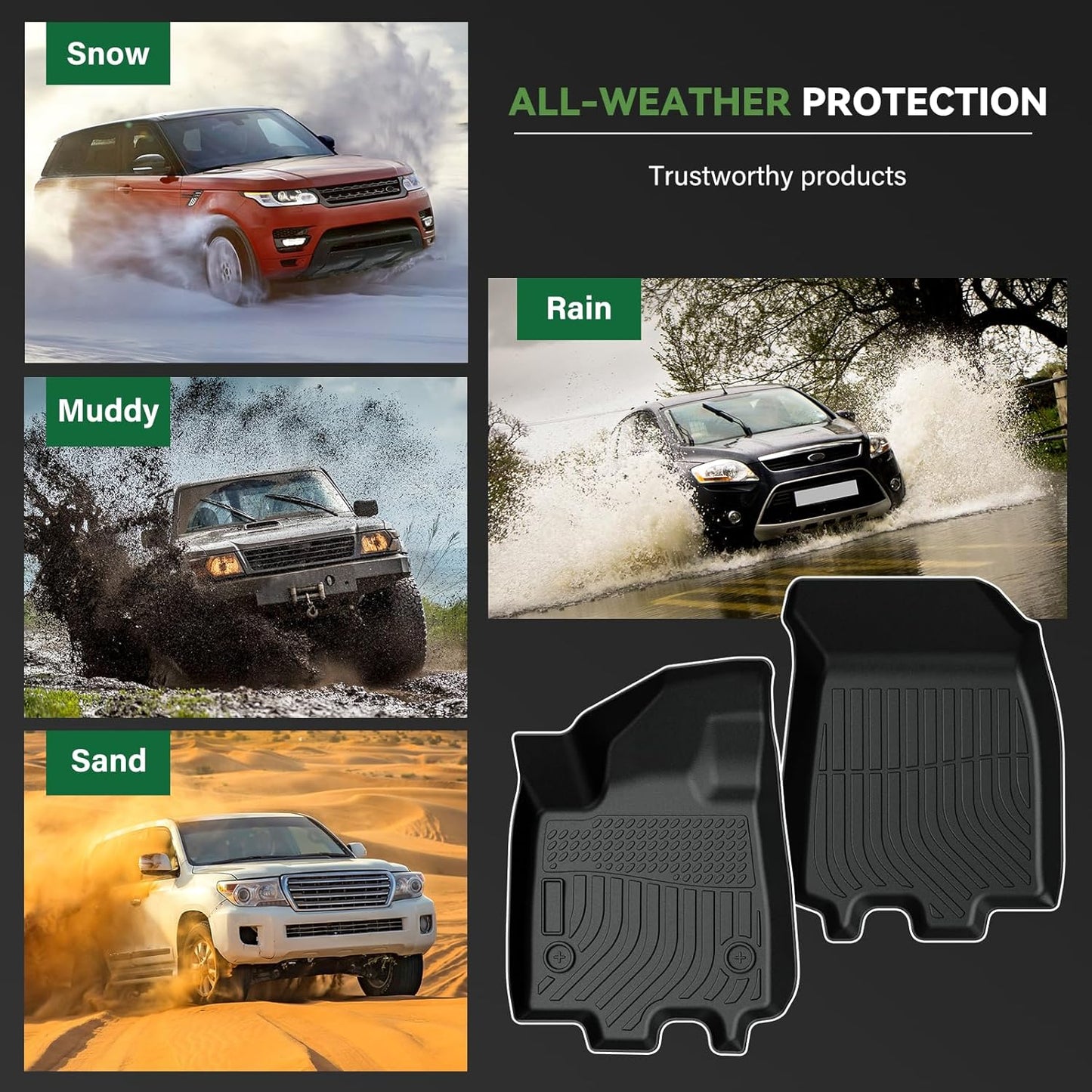 Floor Mats & Cargo Liner Custom Fit for 2024 2025 Chevrolet Chevy Equinox EV (Non Fuel), All Weather TPE Floor Mats for Cars, Car Floor Mats Full Set for Chevrolet Equinox EV Accessories