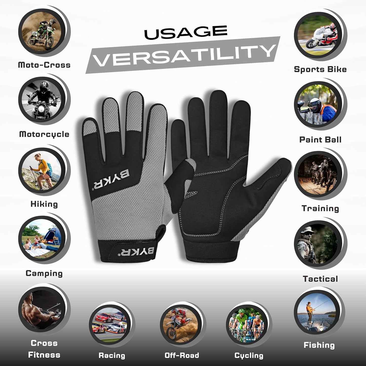 BYKR All-Weather Motorcycle Gloves for Men & Women – Protection for Dirt Bike, BMX, MX, and ATV Riding