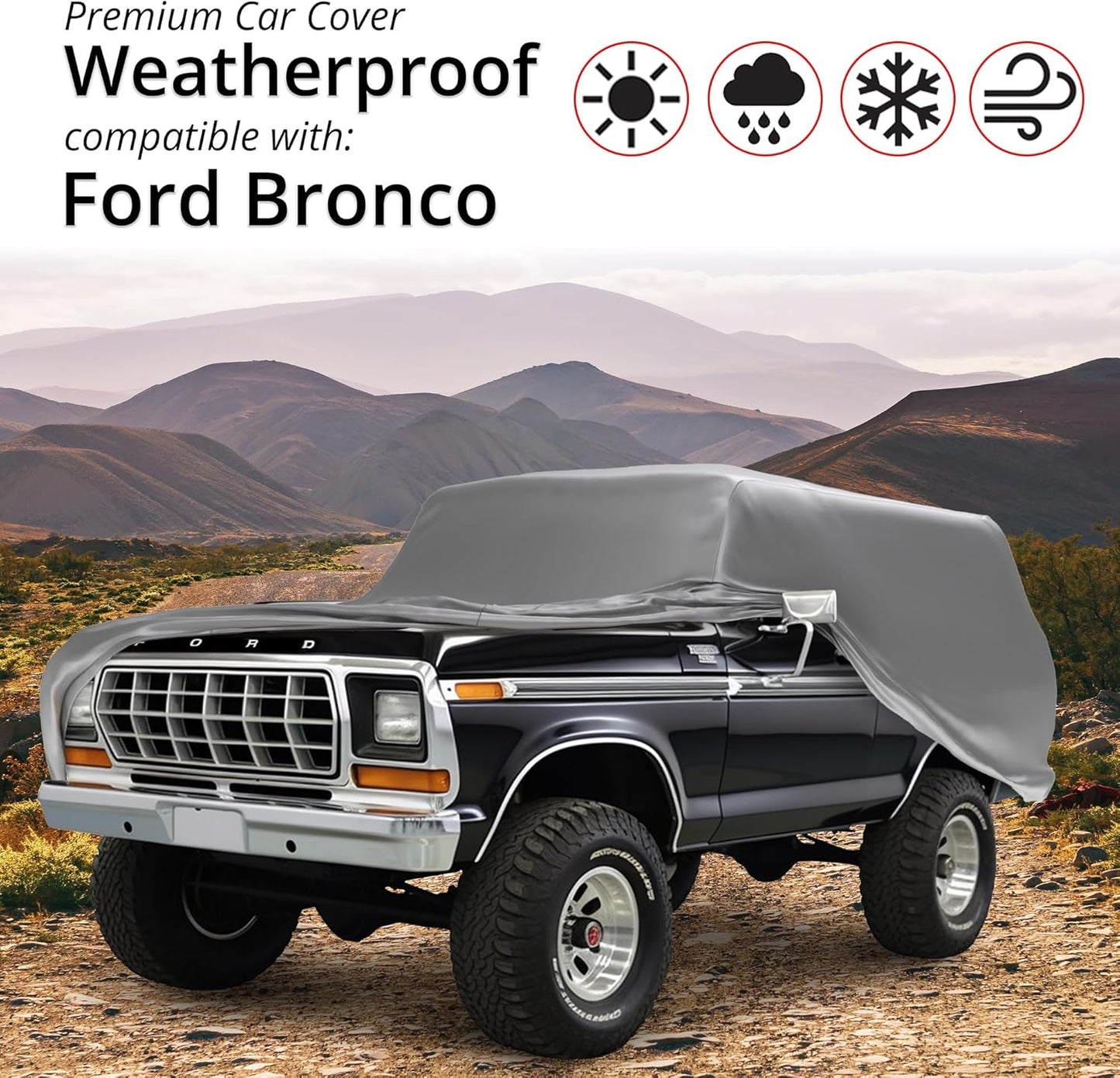 CarCovers Weatherproof SUV Cover & Warranty Compatible with Ford 1983-1990 Bronco II - Outdoor Cover Theft Cable Lock SUV Accessories Better Than Waterproof