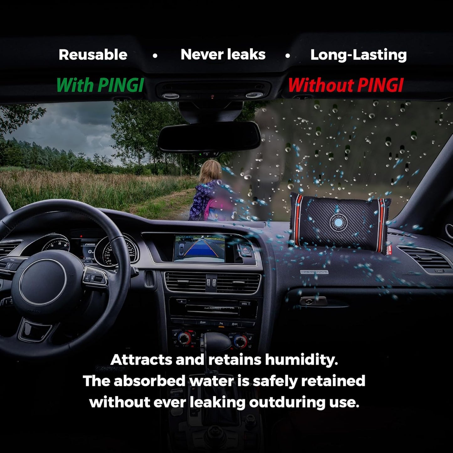 Car Dehumidifier Mega Pack - Absorbs Moisture & Condensation - 100% Leakproof - Reusable (2.2lbs/1kg)