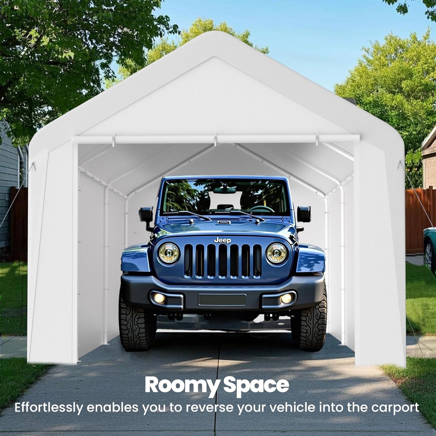 GOJOOASIS 10x20 Carport Heavy Duty Portable Garage Shelter Metal Car Canopy Tent with UV-Resistant & Weatherproof Top Cover for RV & Vehicles (White, 10x20 with sidewalls)