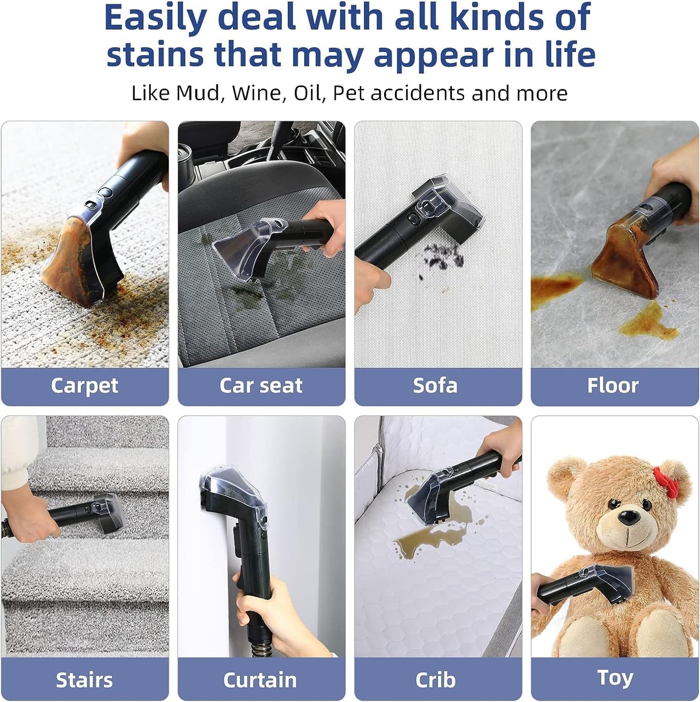 Carpet Cleaner Machine 10.5Kpa Strong Suction, 400W Powerful Motor, Portable Upholstery Cleaner with Spot and Stain Remover for Pet Accident, Rugs, Carpet and Upholstery