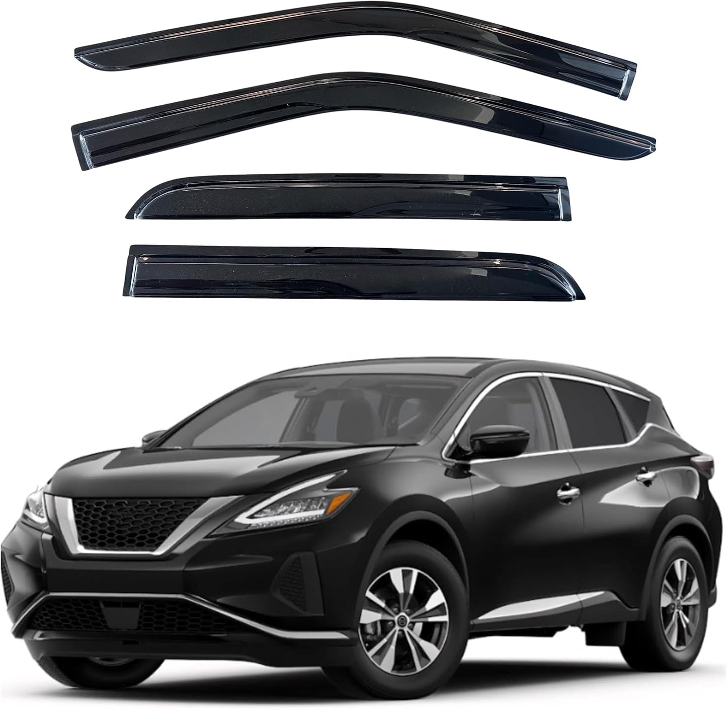 KPY Window Visor Compatible with Nissan Murano 2015-2023, 4PC Rain Guard Side Window Vent Deflectors Tape-On Mugen Style, 2015 2016 2017 2018 2019 2020 2021 2022 2023