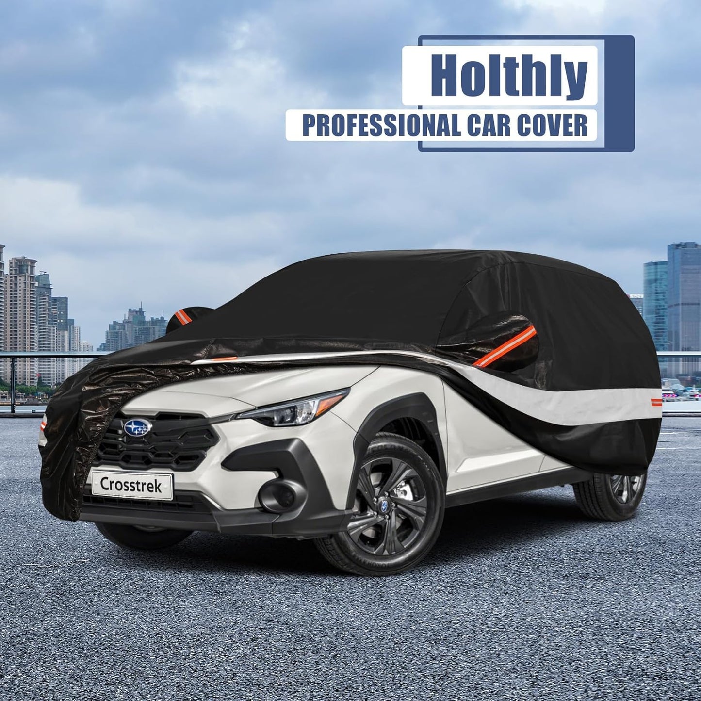 10 Layers SUV Car Cover Custom Fit for Subaru Crosstrek (2017-2025) Waterproof All Weather for Automobiles, Outdoor Full Cover Sun UV Rain Protection with Cotton.Black