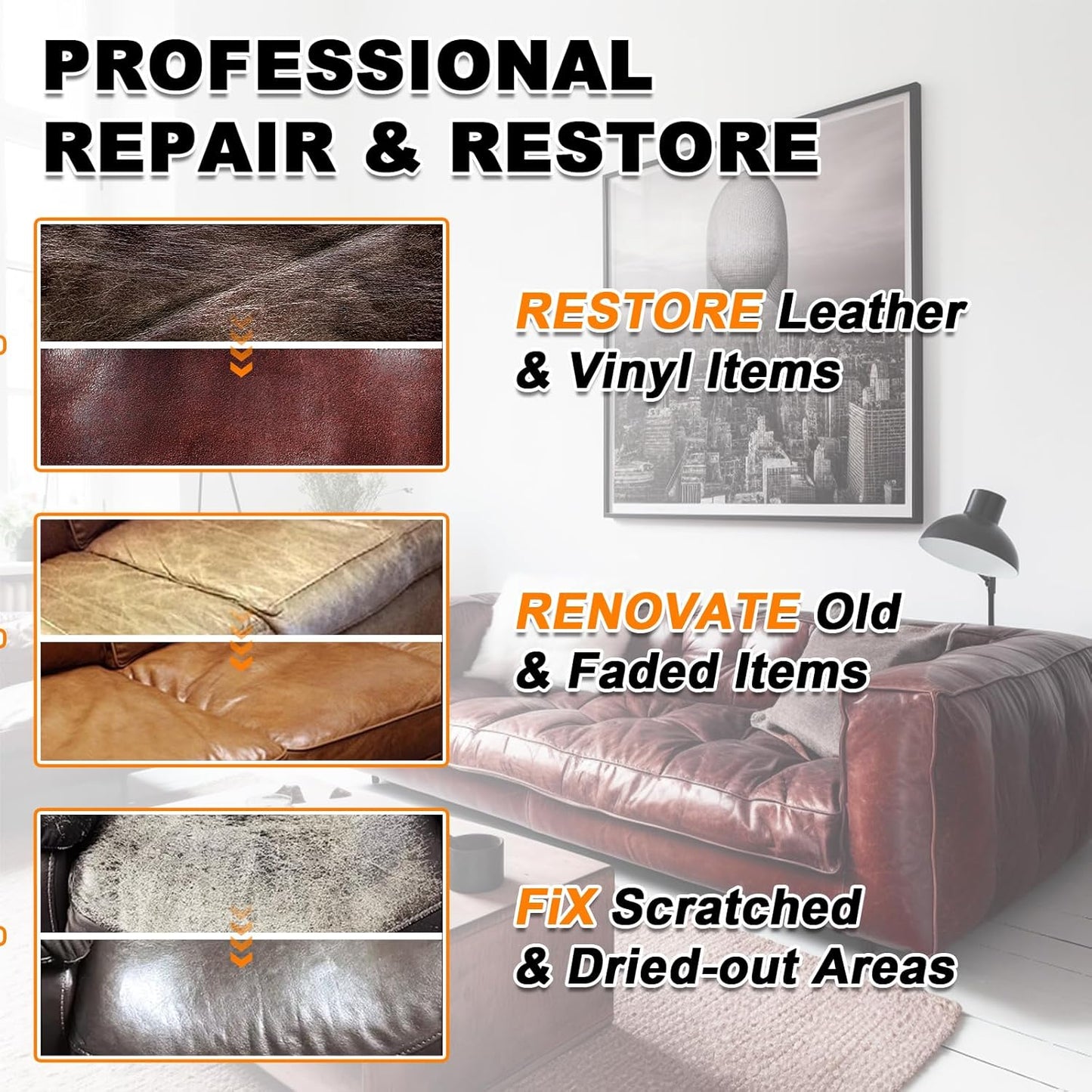 12oz Leather Recoloring Balm & 3.4oz Mink Oil Leather Conditioner kit,Maroon Leather Color Repair Kits for Couches, Leather Couch Paint Scratch Repair for Furniture Car Sofa Shoes Leather Dye