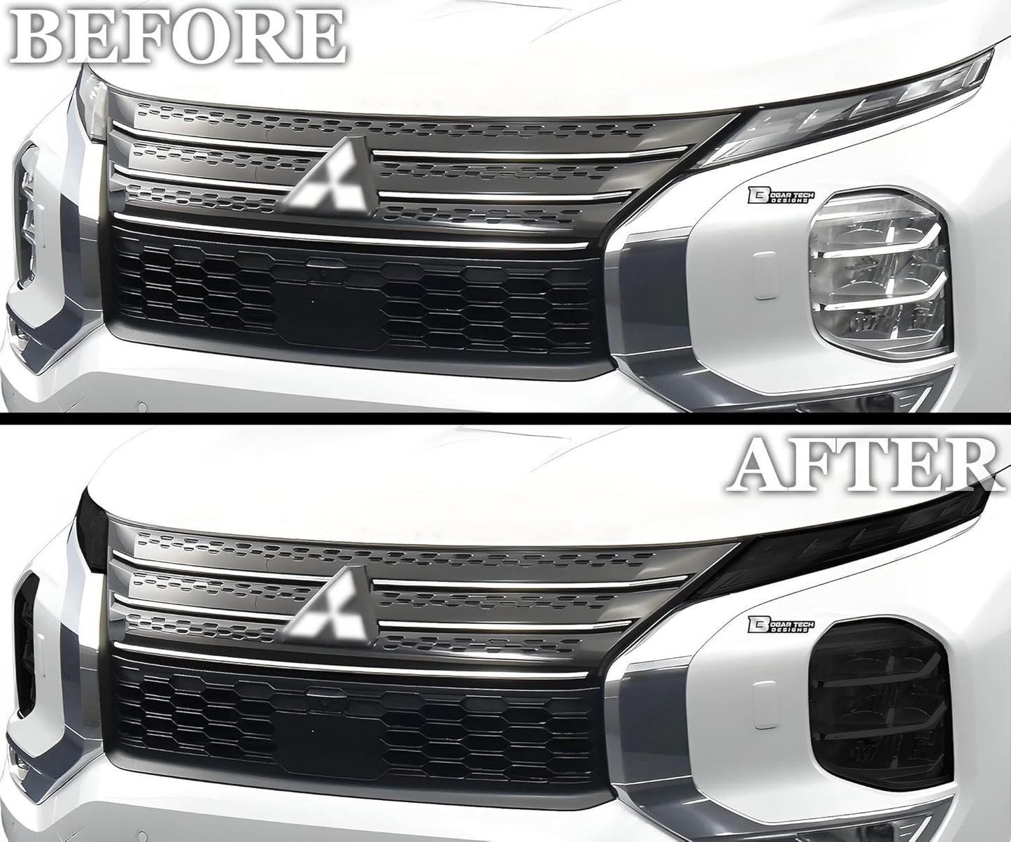 BOGAR TECH DESIGNS Full Headlight Head Light Tint Kit Compatible with Mitsubishi Outlander 2022-2025, Dark Smoke