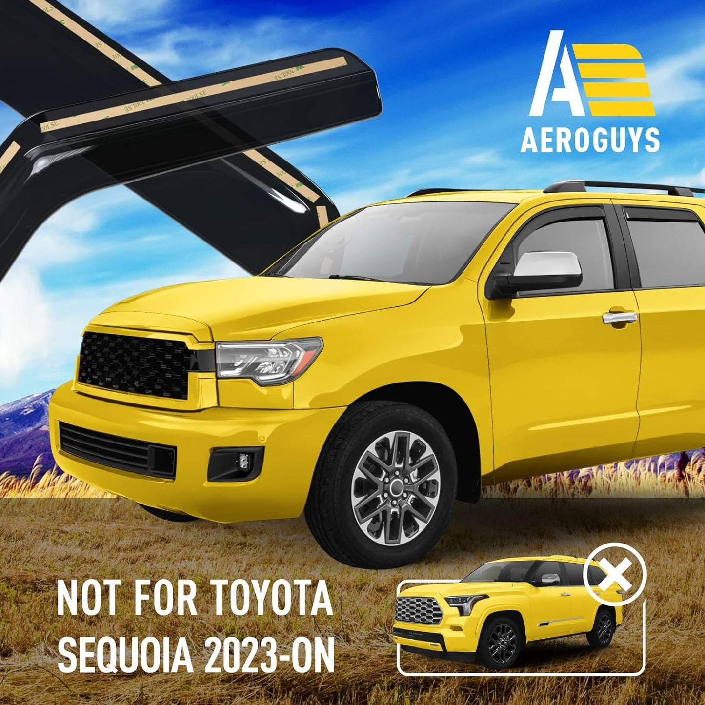 Extra Durable Window Deflectors in-Channel Window Visors Rain Guards Fit for Toyota Sequoia 2008-2022, Sun Visors, Wind Vent for Shades, Exterior Car Accessories - 4pcs. AG0514