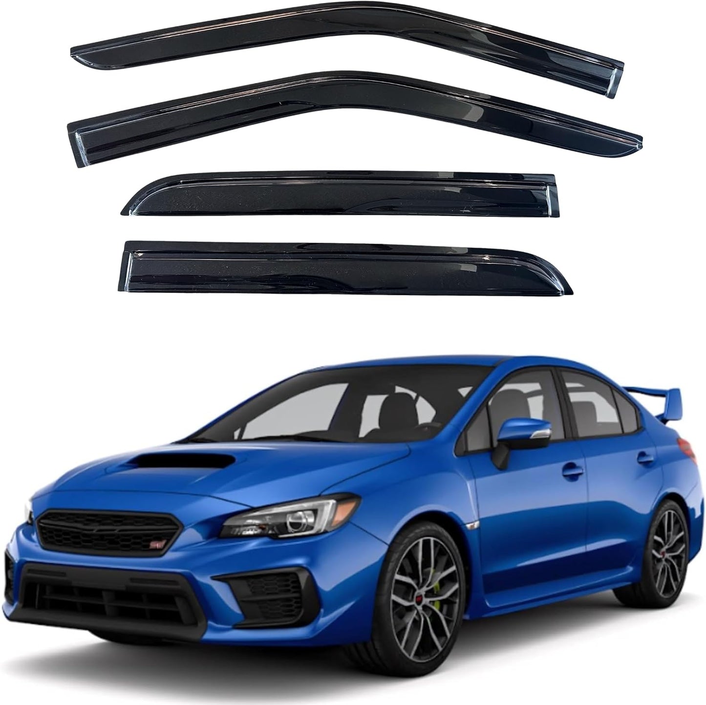 KPY Window Visor Compatible with Subaru WRX 2015-2021, 4PC Rain Guard Side Window Vent Deflectors Tape-On Mugen Style, 2015 2016 2017 2018 2019 2020 2021