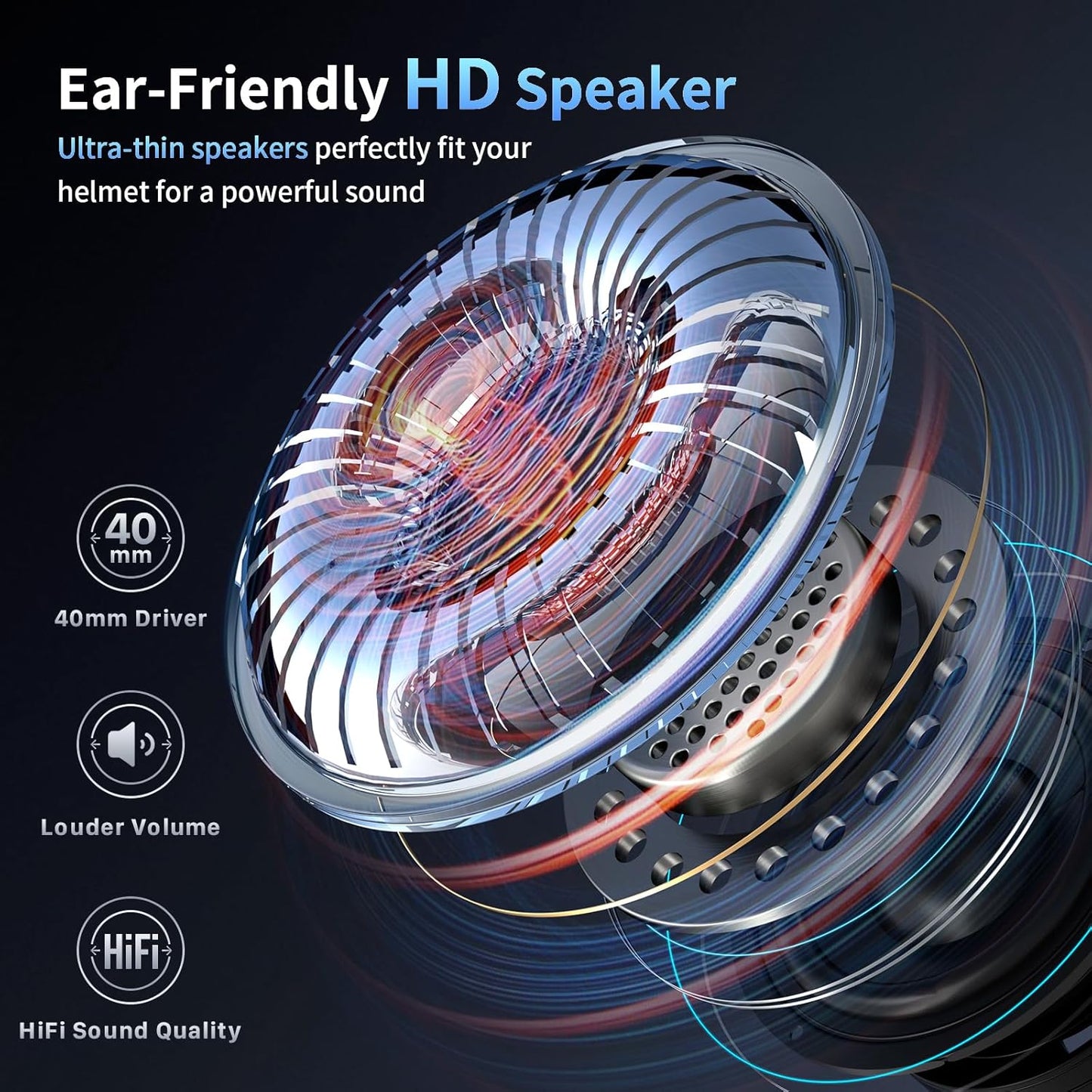 Fodsports FX-S Motorcycle Bluetooth Headset V5.4, 2-Way Helmet Intercom Communication System with IP67 Waterproof, CVC Noise Cancellation, Hands-Free Music/Call, 2 Type Mics, Black, 1 Pack