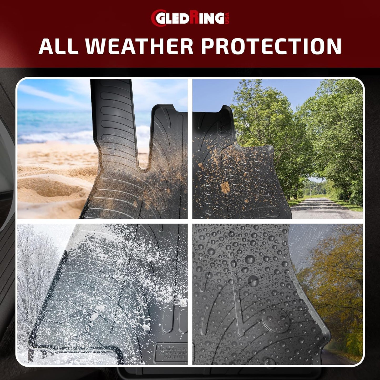 GledringUSA Custom Fit All-Weather Rubber Floor Mats Intended for Land Rover Range Rover Evoque (L538) 2012-2018, No Trimming Required, Protects from Rain, Mud, & Snow