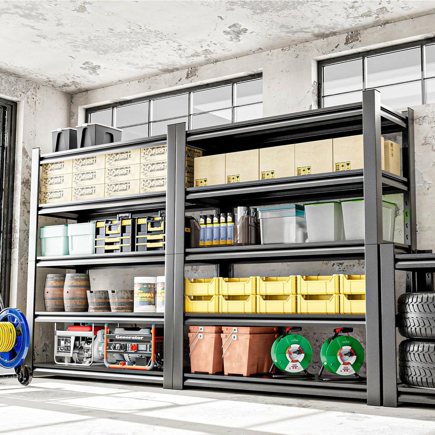 Garage Shelving Unit - 5-Tier Adjustable Metal Storage Shelf - Heavy Duty Industrial Rack for Garage, Basement, and Utility Room - Easy Assembly 18" D x40 W x78 H