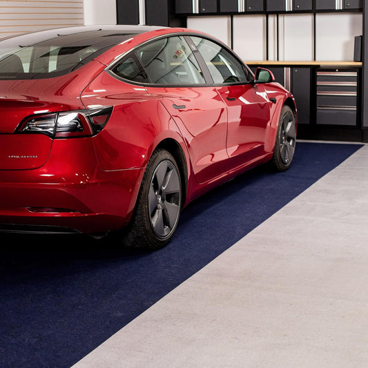 G-Floor Drip & Dry Absorbent (7'6" x 17', Blue) Floor Mat with Waterproof Vinyl Backing for Protecting Your Garage Floor - Just Unroll to Install!