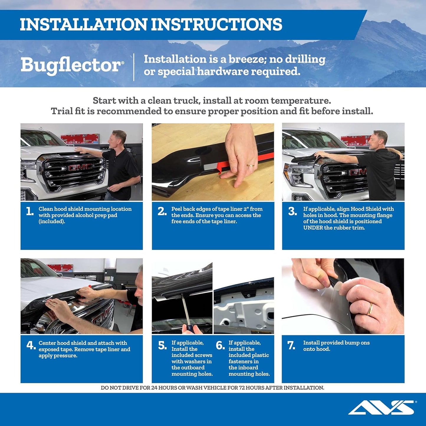 Auto Ventshade [AVS] Bugflector Hood Shield/Protector | Fits 2016-2023 Toyota Tacoma | High Profile Bug Deflector - 1 pc., Dark Smoke | 23681