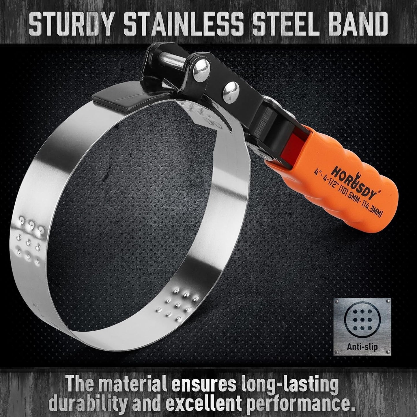 HORUSDY Large Swivel Oil Filter Wrench, 4" to 4-1/2" Ajustable Car Oil Filter Removal Tool, Durable & Easy Operation