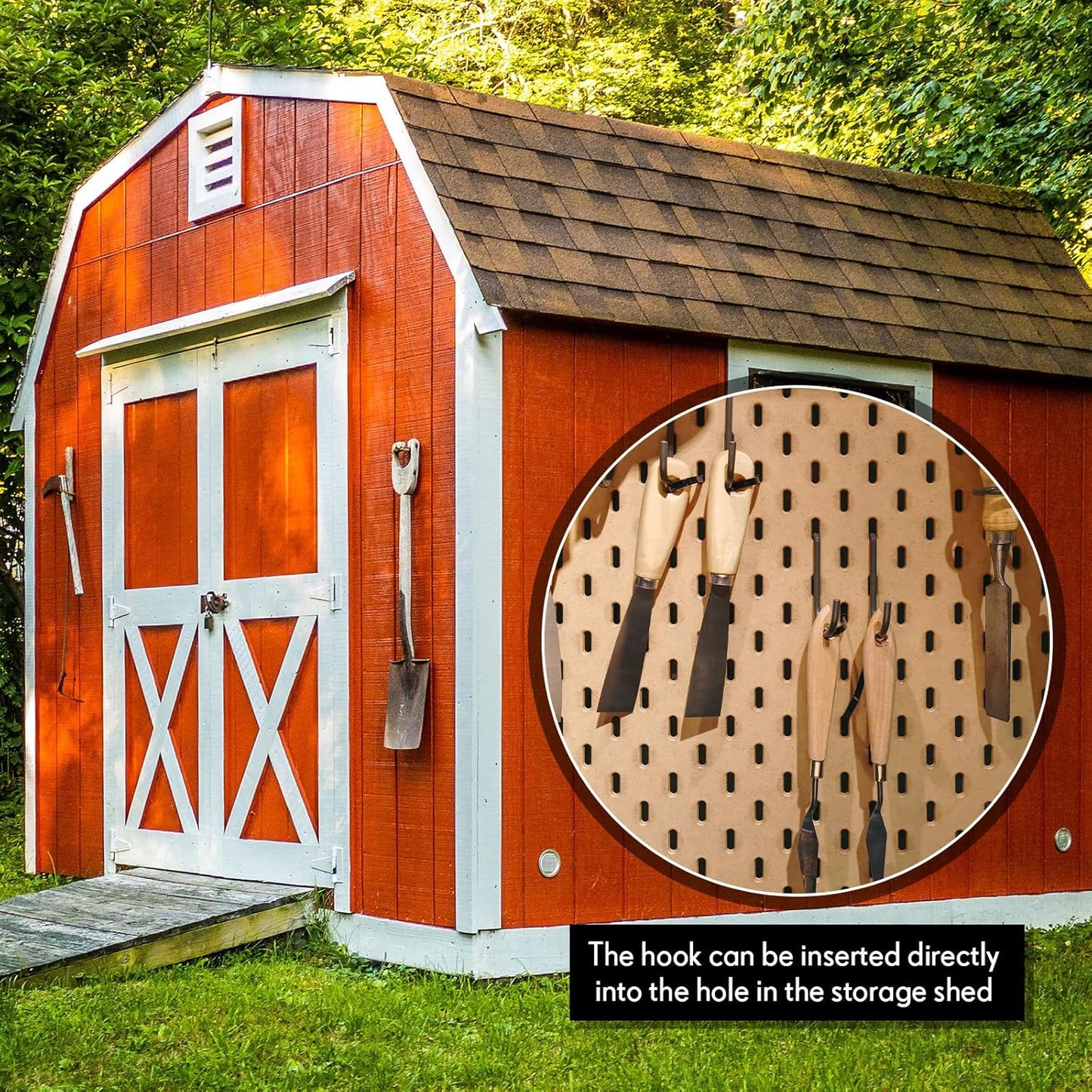 Blulu 10 Pcs 2'' Long Shed Hooks Shed Accessories for Hanging Heavy Duty Individual Utility Hooks Universal Wall Mounted J Utility Hangers for Tools Shovels Rakes Storage (Black)