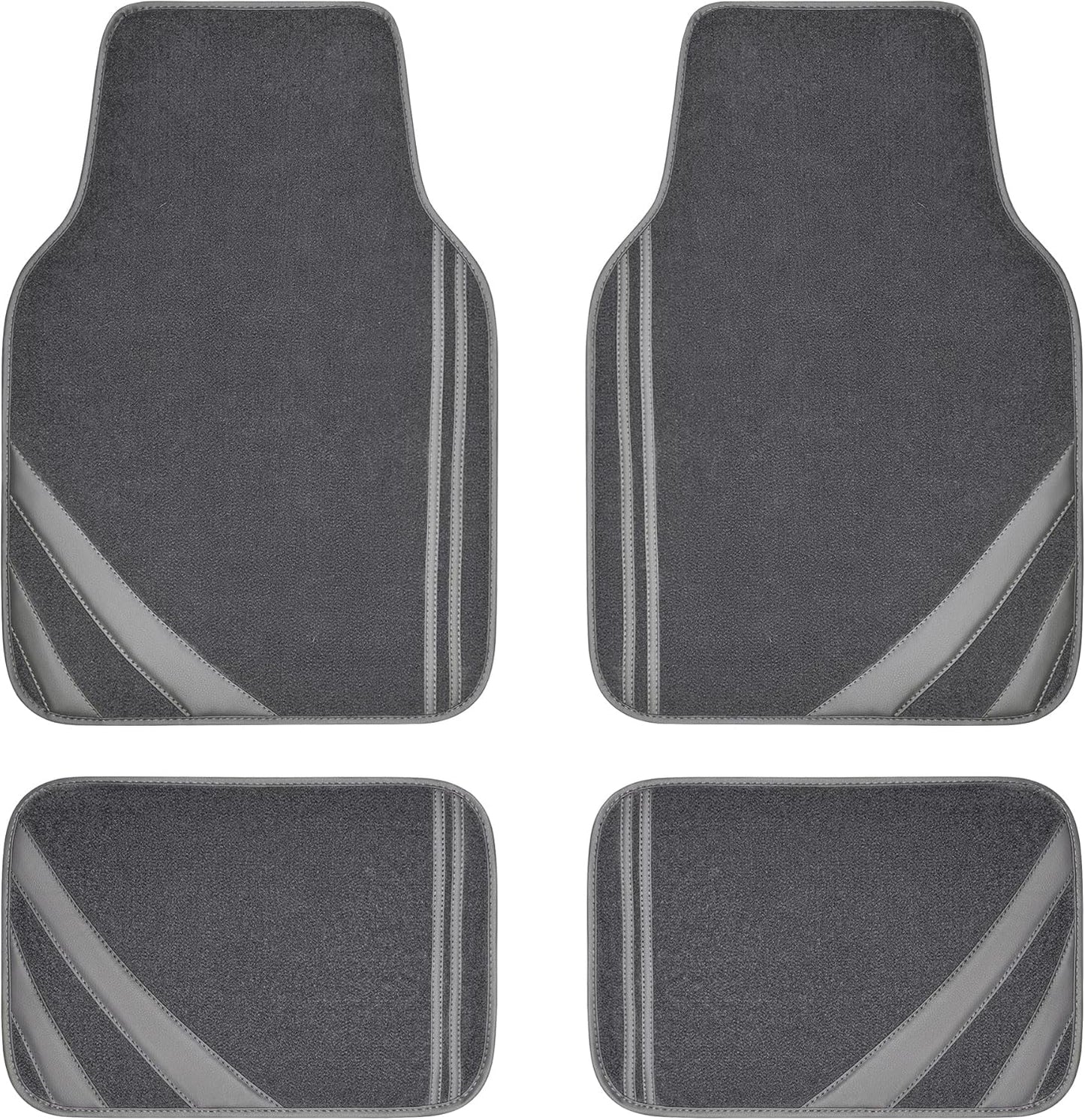 CAR PASS Car Floor Mats, Edge Leather Waterproof Car Mats with Double Stitch Line and Anti-Slip Backing Design, Fit 95% Automotive,SUVS,Sedan,Vans (Pure Gray)