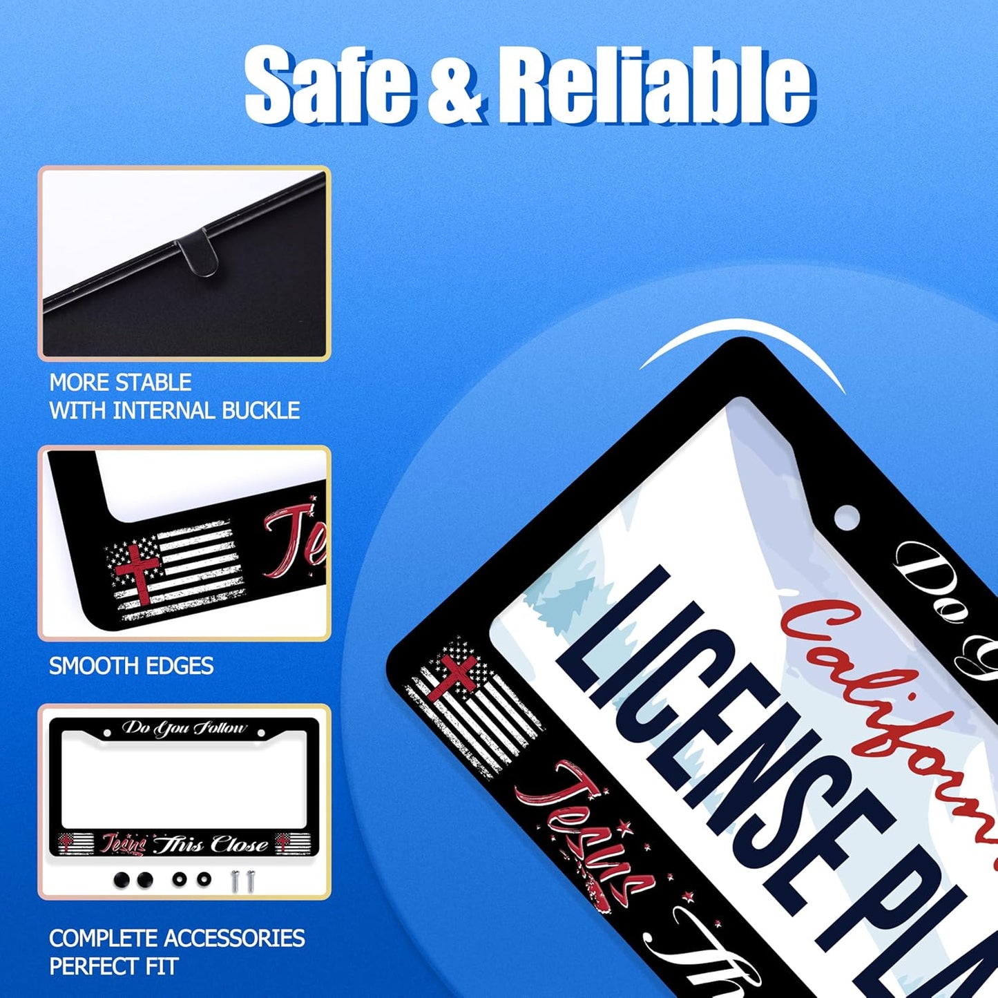 Do You Follow Jesus This Close License Plate Frame Christian License Plate Stainless Steel Funny License Plate Holder Car Accessories Decoration with Screws Fits Standard Vehicles Size 12.3" x 6.3"
