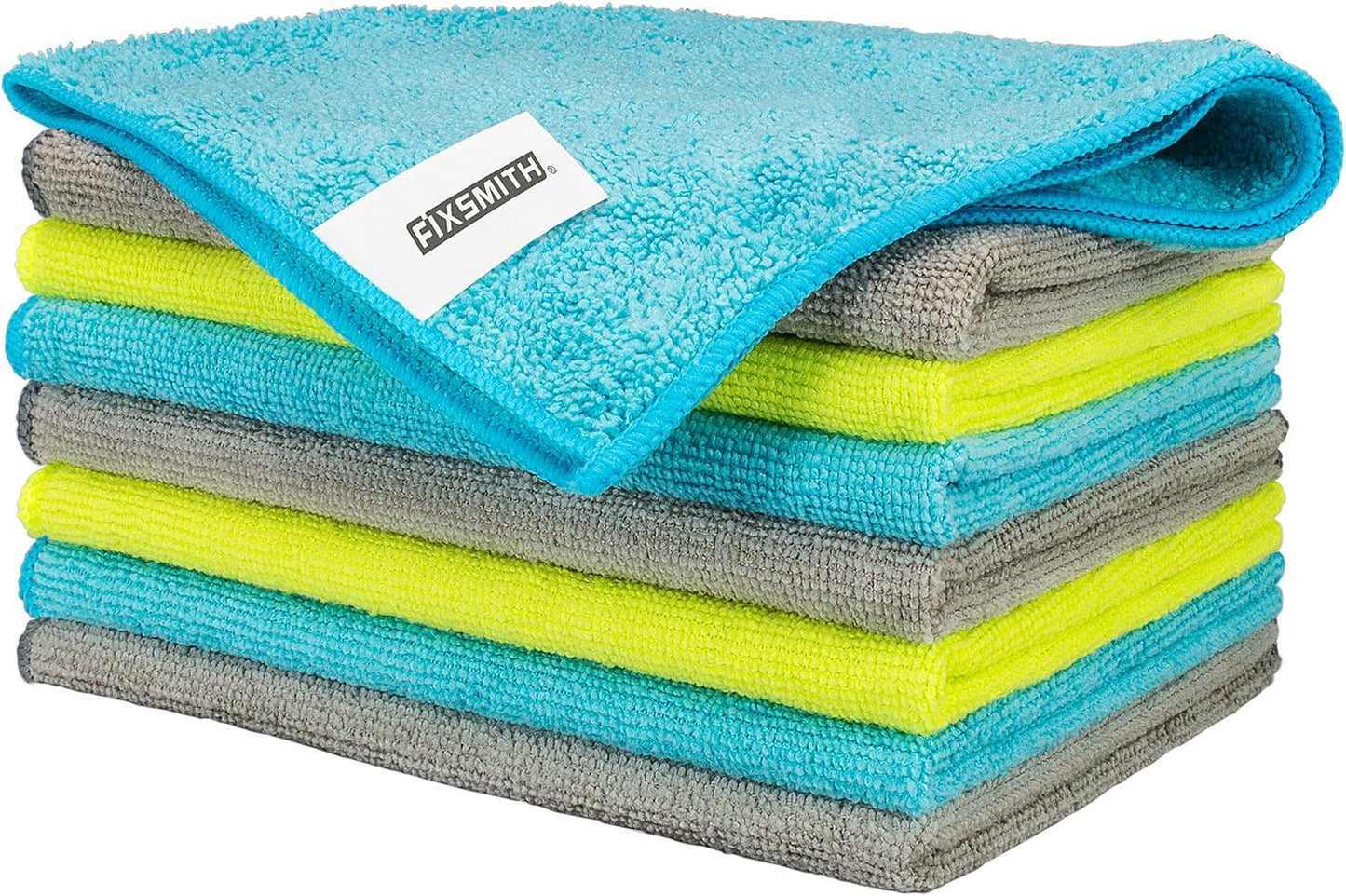 FIXSMITH Microfiber Cleaning Cloth - Pack of 8, Size: 12 x 16 in, Multi-Functional Cleaning Towels, Highly Absorbent Cleaning Rags, Lint-Free, Streak-Free Cleaning Cloths for Car Kitchen Home