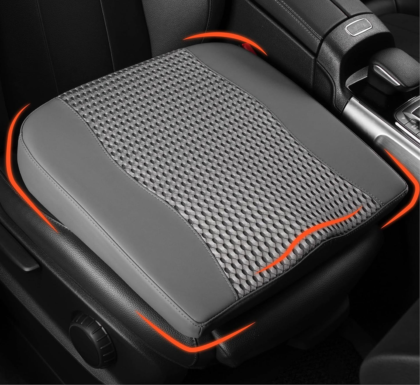 Car Seat Cushion, Comfort Memory Foam Car Cushions for Driving - Sciatica & Lower Back Pain Relief, Driver Seat Pillow for Auto, Office Chair, Wheelchair - 4D Mesh Dark Grey