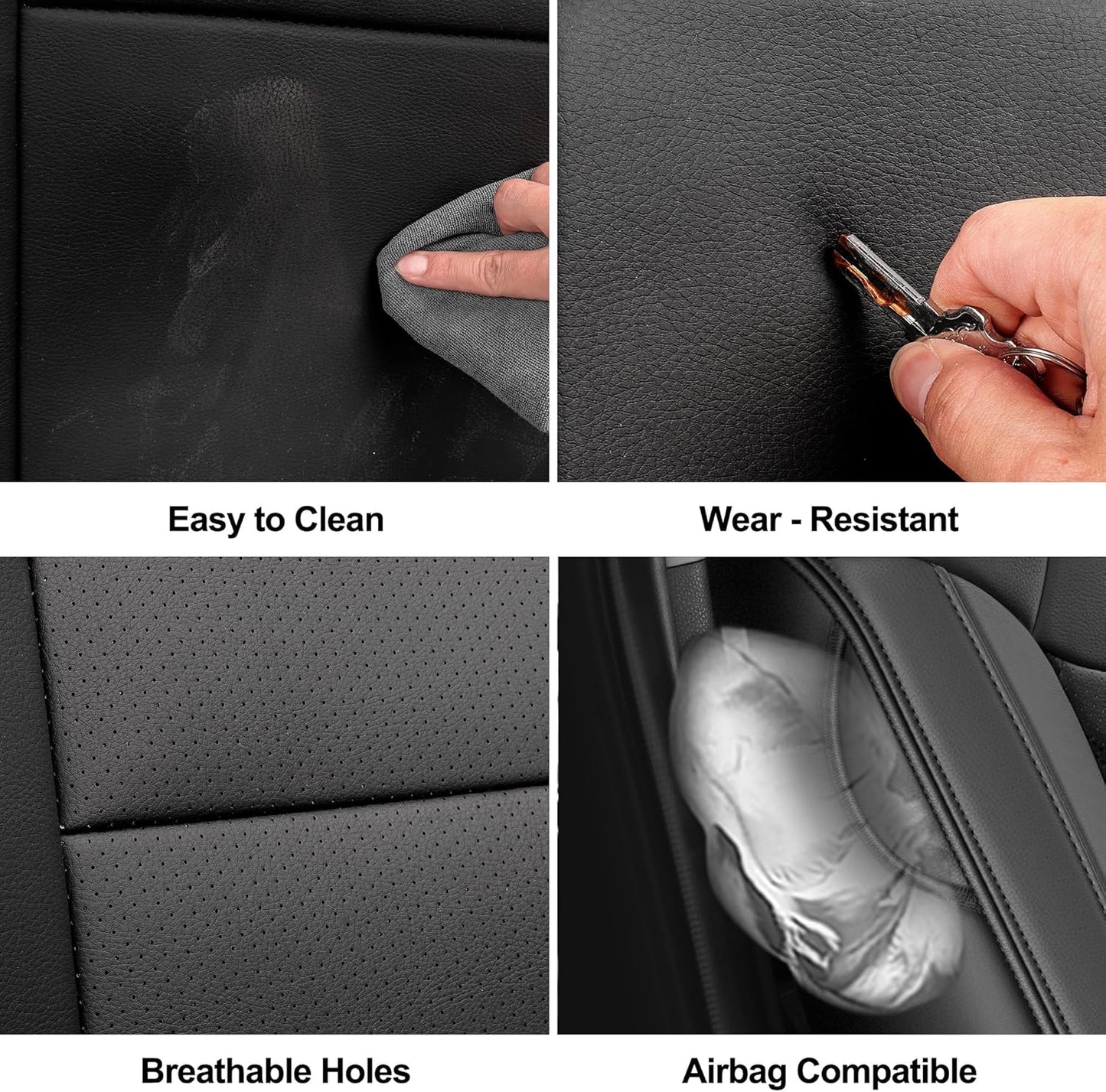 GIANT PANDA Full Set Car Seat Covers Customized Jeep Wrangler TJ Rubicon Sahara Sport X Unlimited 2003 2004 2005 2006, Faux Leather (Black&Blue)