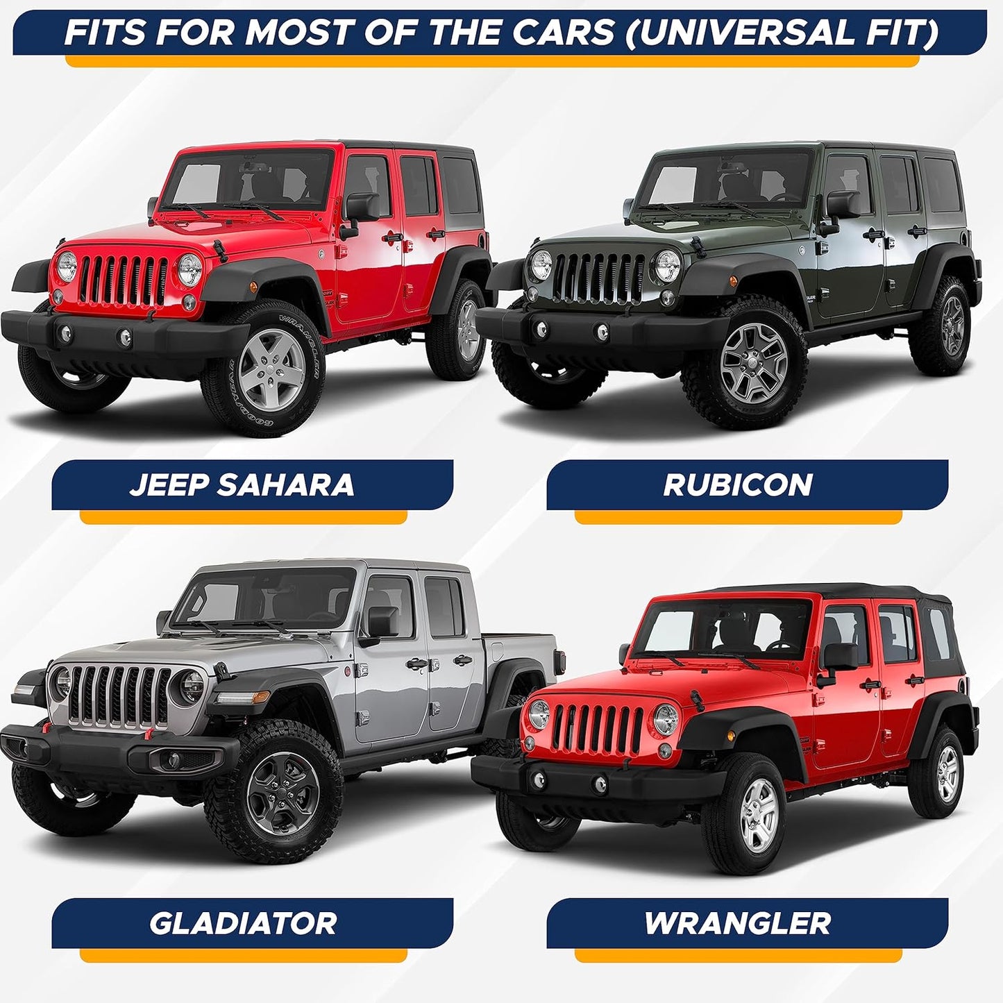 EcoNour Accordion Windshield Sun Shade for Jeep Wrangler | Car Shade Front Windshield Designed for Jeep Wrangler| Dashboard Sun Visor for UV and Heat | XS 53 x 17 inches