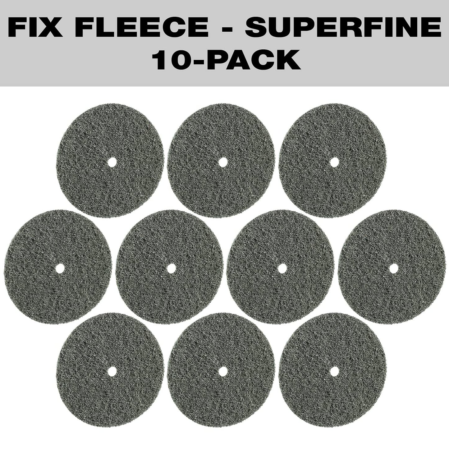 CS Unitec 80653 FIX Fleece (Nonwoven) Disc for The FIX Hook and Loop System, 6" Diameter, Superfine (Grey) (Pack of 10)