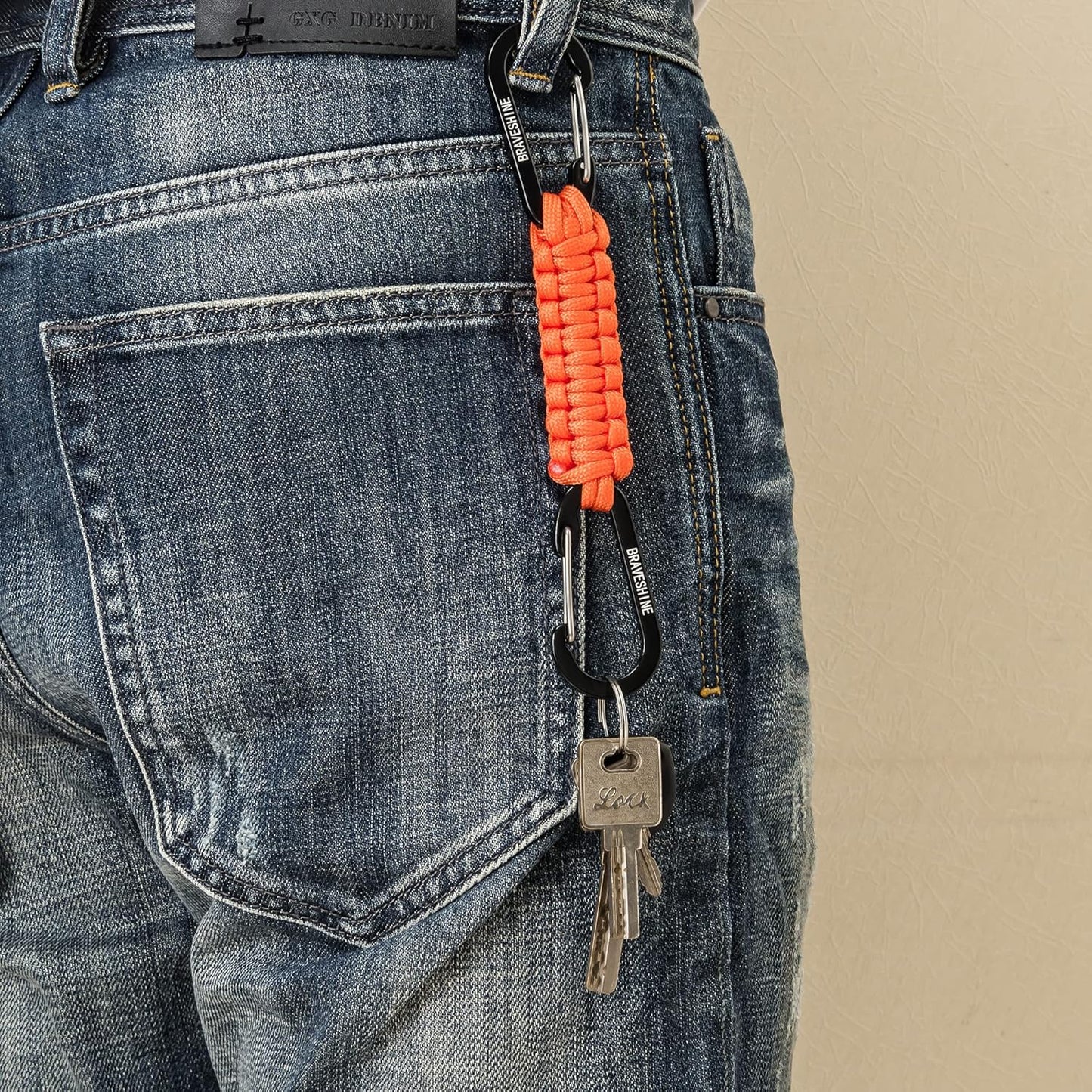 BRAVESHINE Paracord Keychain Carabiner Clip, D Ring Lanyard Hanger Stroller Hook for Water Bottle, Key, Backpacks, Men, Women